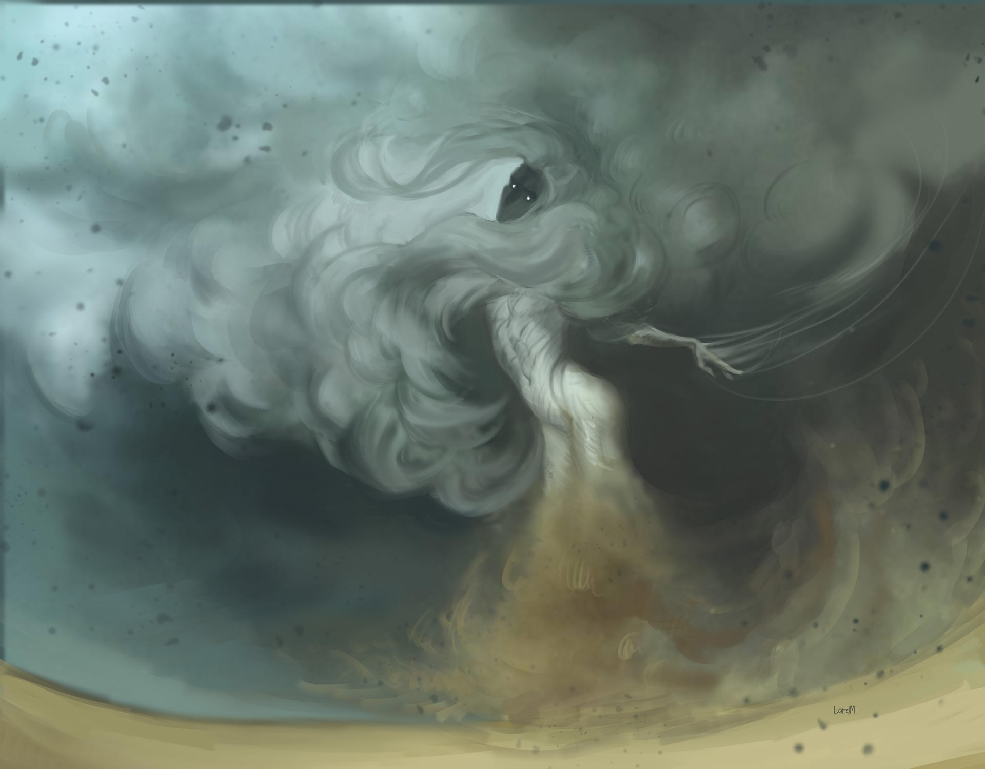 Fantasy creature made of smoke and sand HD Wallpaper