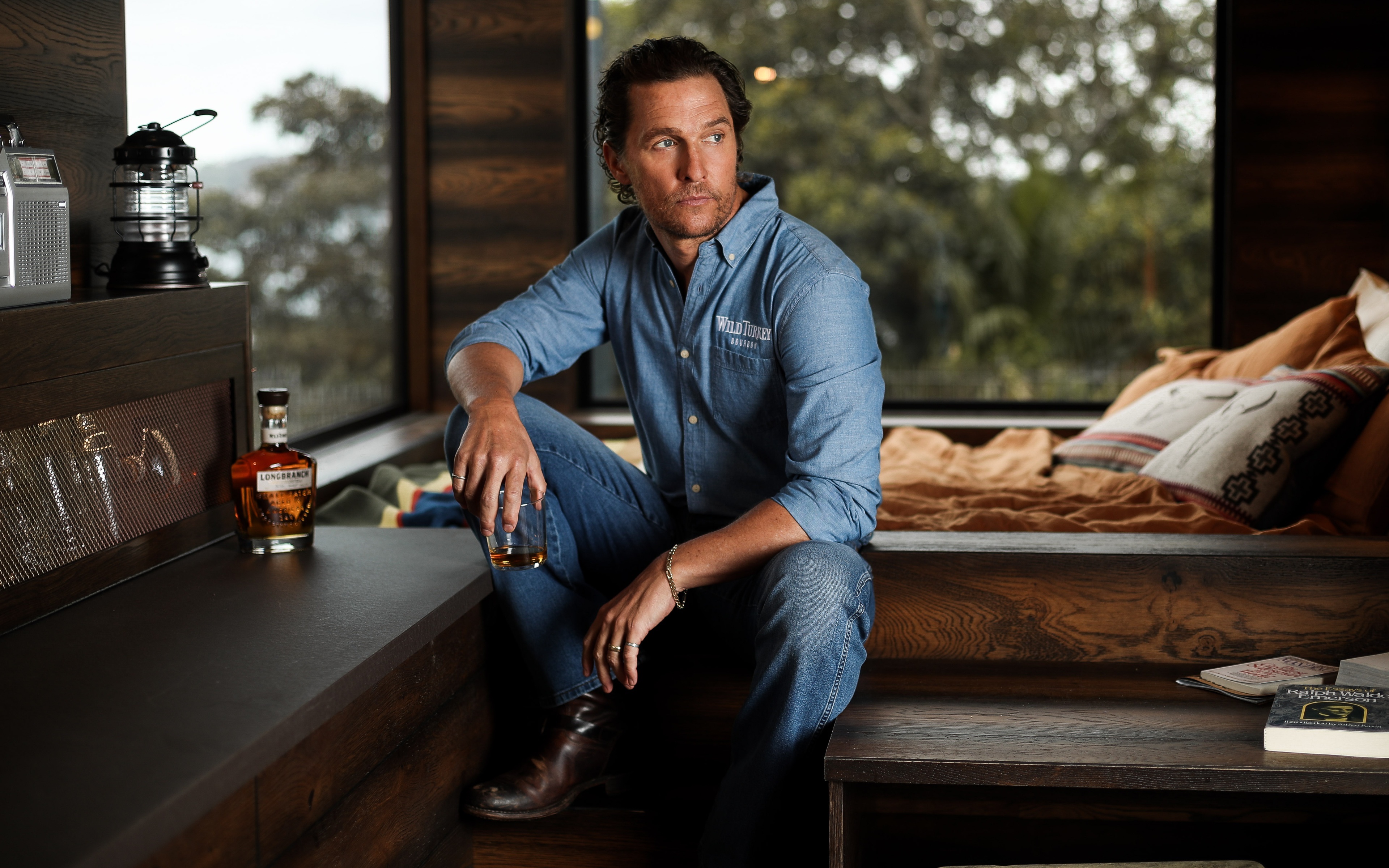 Matthew McConaughey with Wild Turkey Bourbon HD Wallpaper