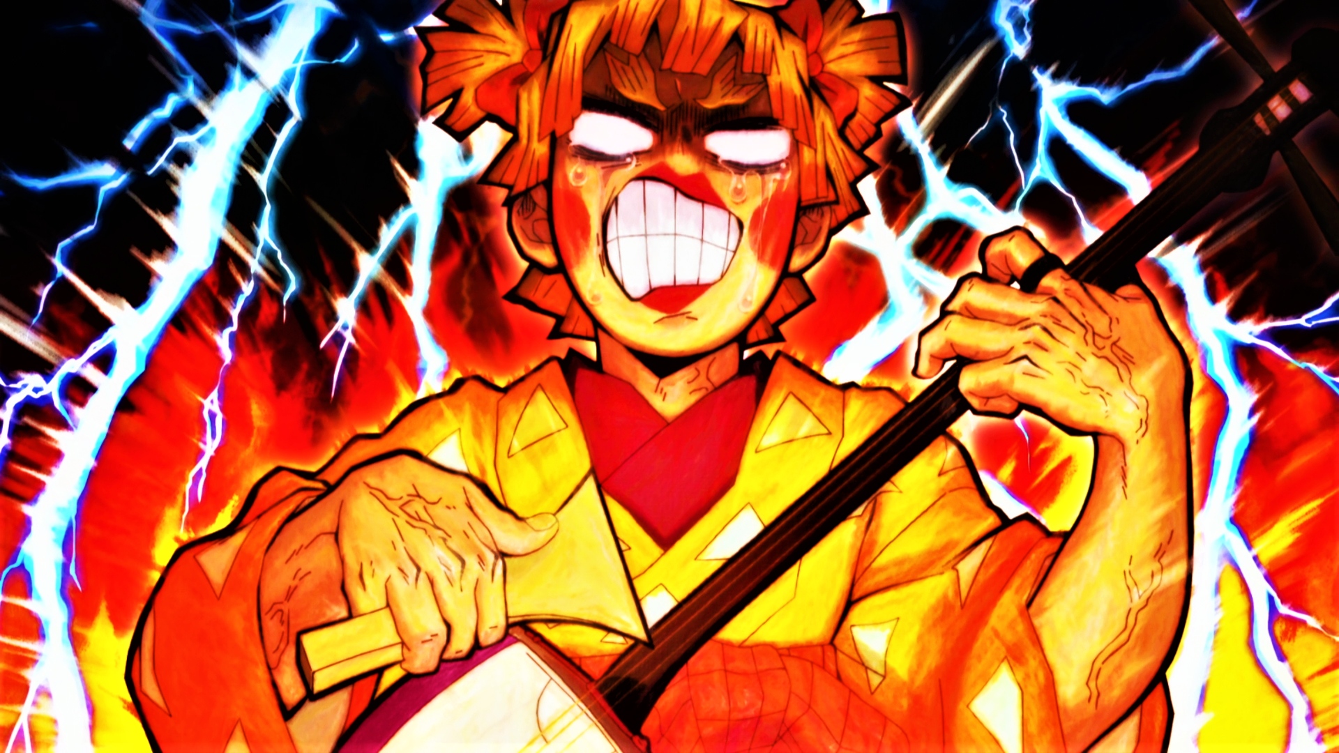 Zenitsu Agatsuma from Demon Slayer Entertainment District Arc HD Wallpaper