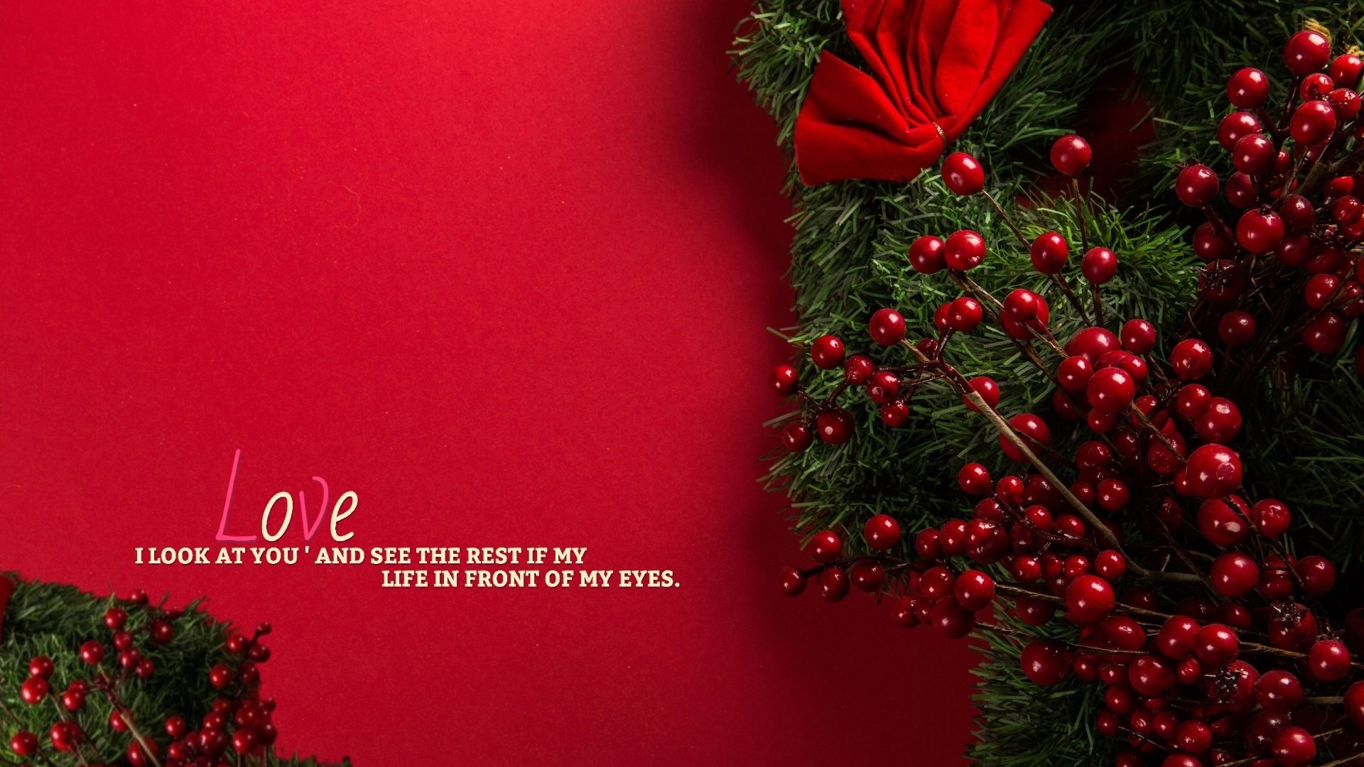 Love statement with Christmas wreath HD Wallpaper