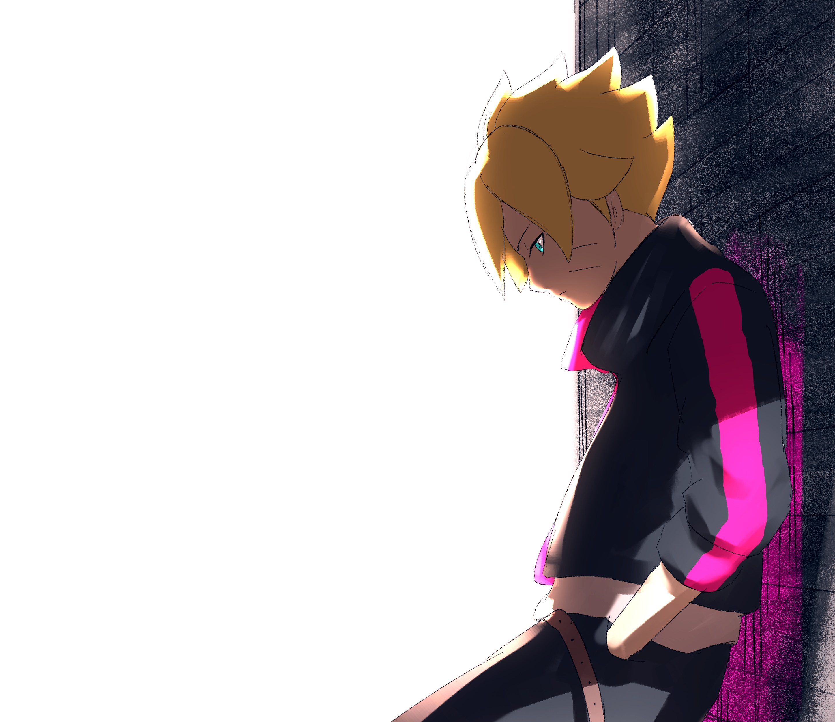 Boruto Uzumaki leaning against a wall HD Wallpaper