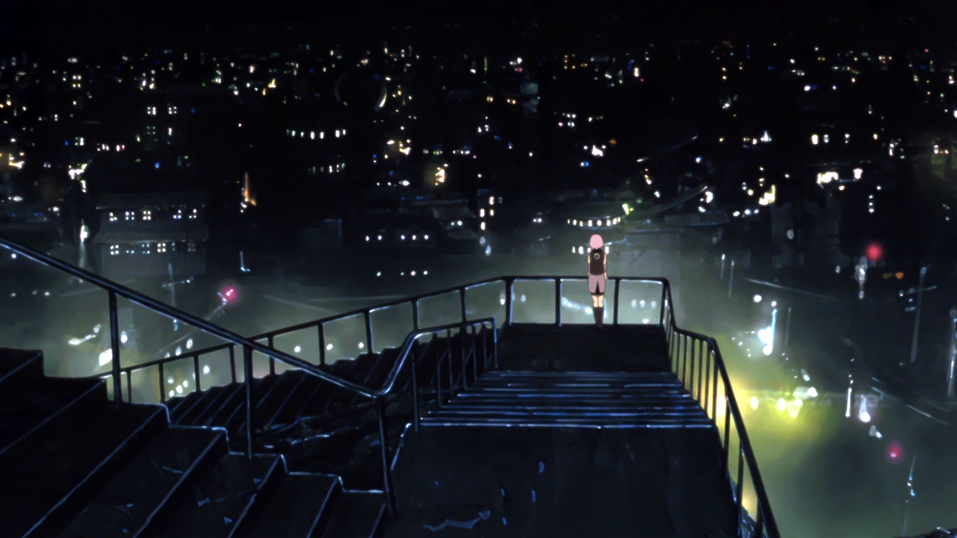 Sakura Haruno from Naruto overlooking a city at night HD Wallpaper
