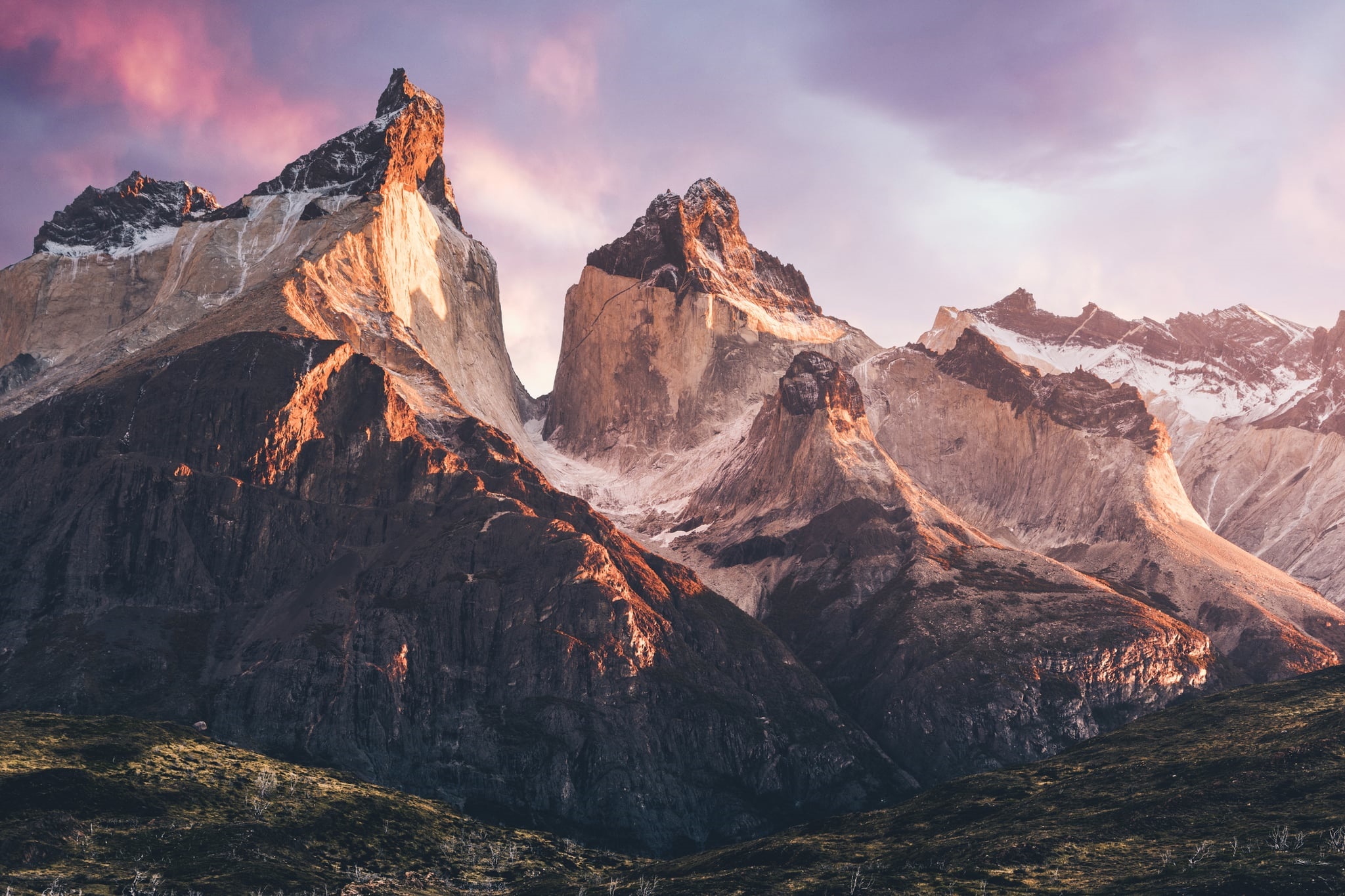 Torres Del Paine Mountains at Sunrise HD Wallpaper