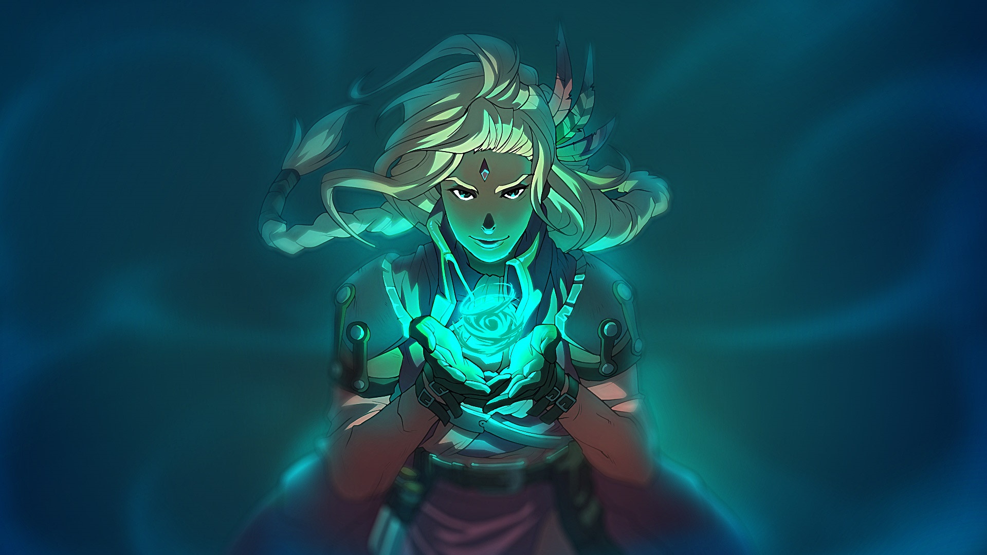 Alchemist holding glowing orb HD Wallpaper