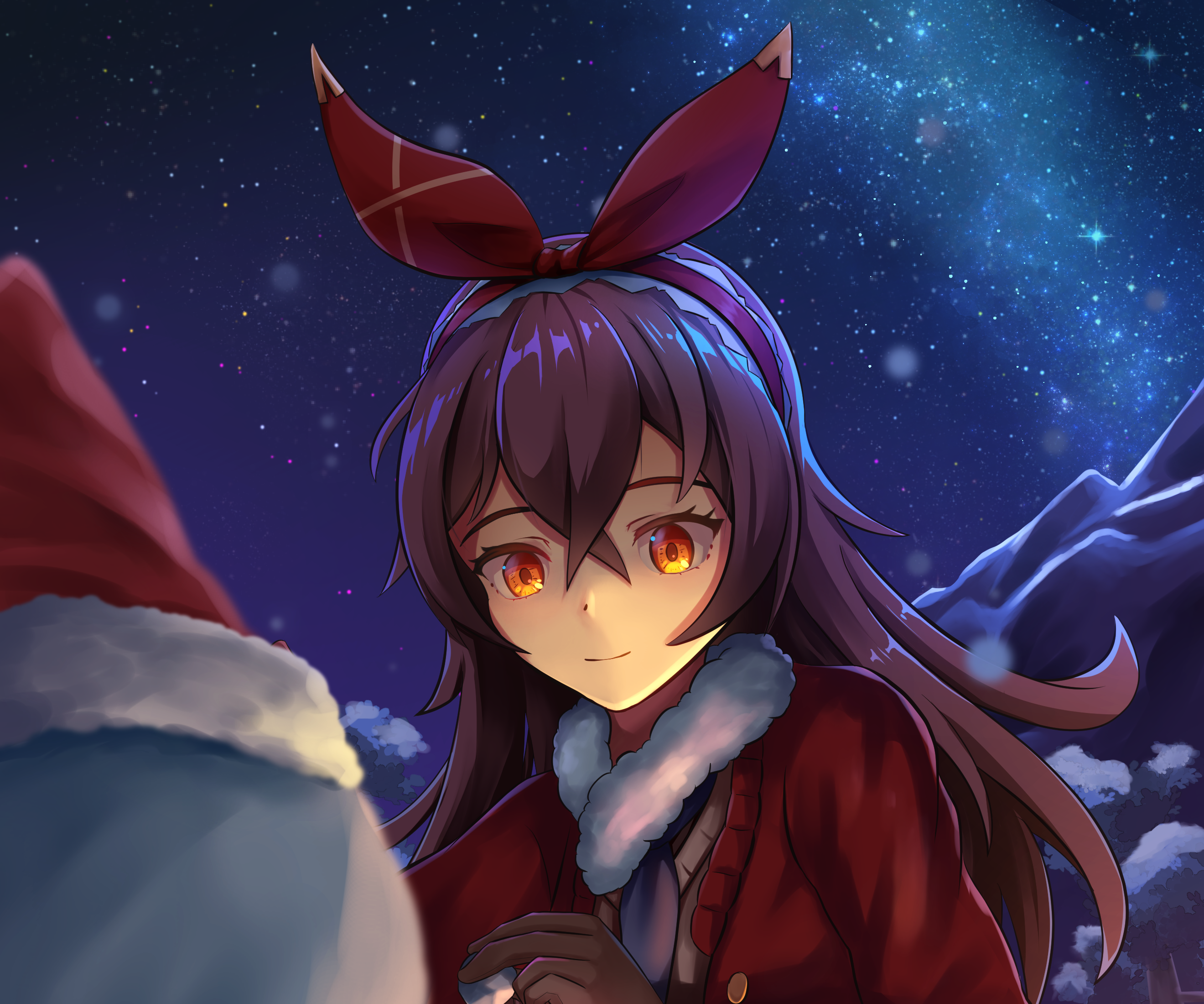 Amber from Genshin Impact in winter night HD Wallpaper