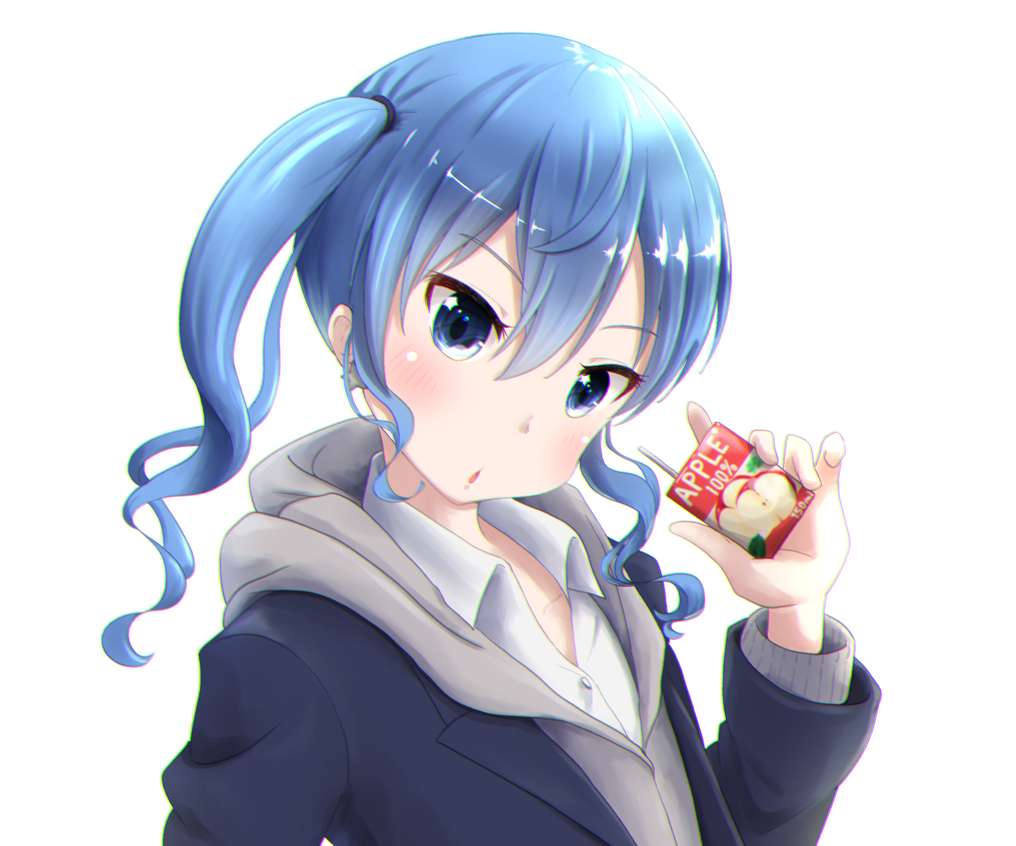 Hoshimachi Suisei from Hololive holding apple juice HD Wallpaper