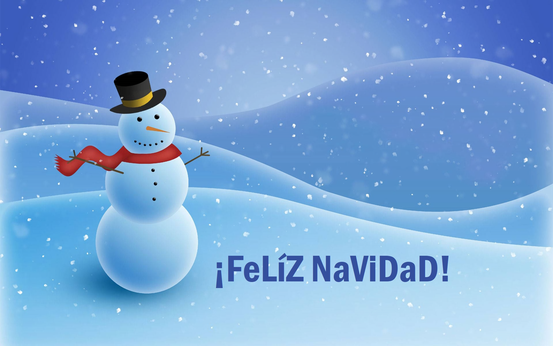 Snowman with hat and scarf wishing Merry Christmas HD Wallpaper