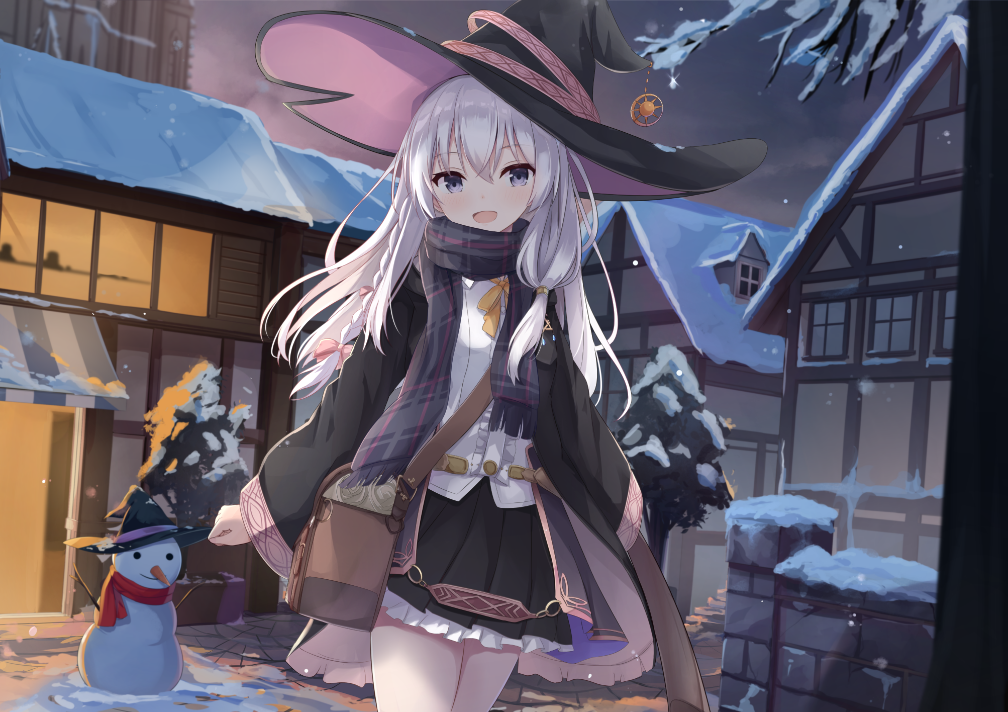 Elaina from The Journey of Elaina in a snowy village HD Wallpaper