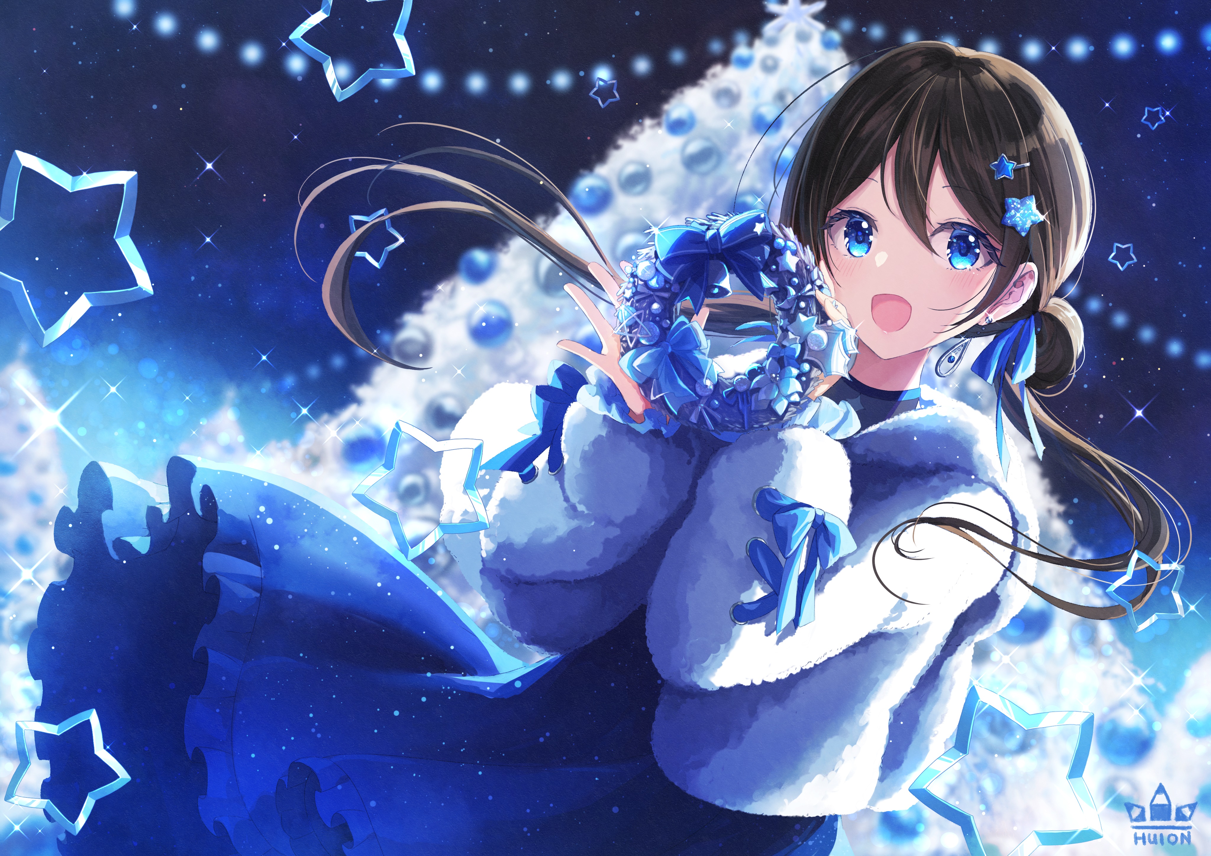 Girl with Blue Eyes and Wreath HD Wallpaper