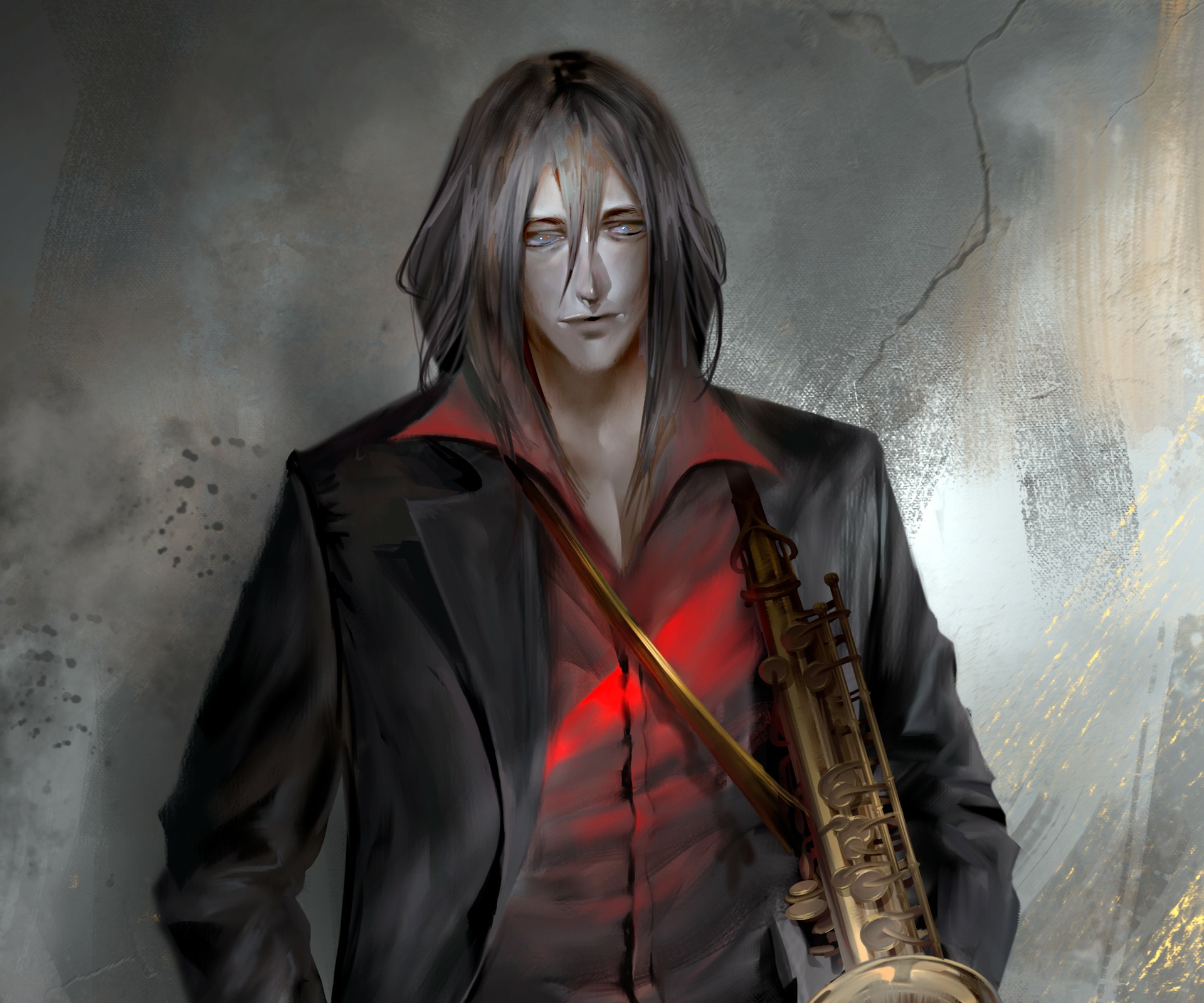 Spike Spiegel from Cowboy Bebop with Saxophone HD Wallpaper