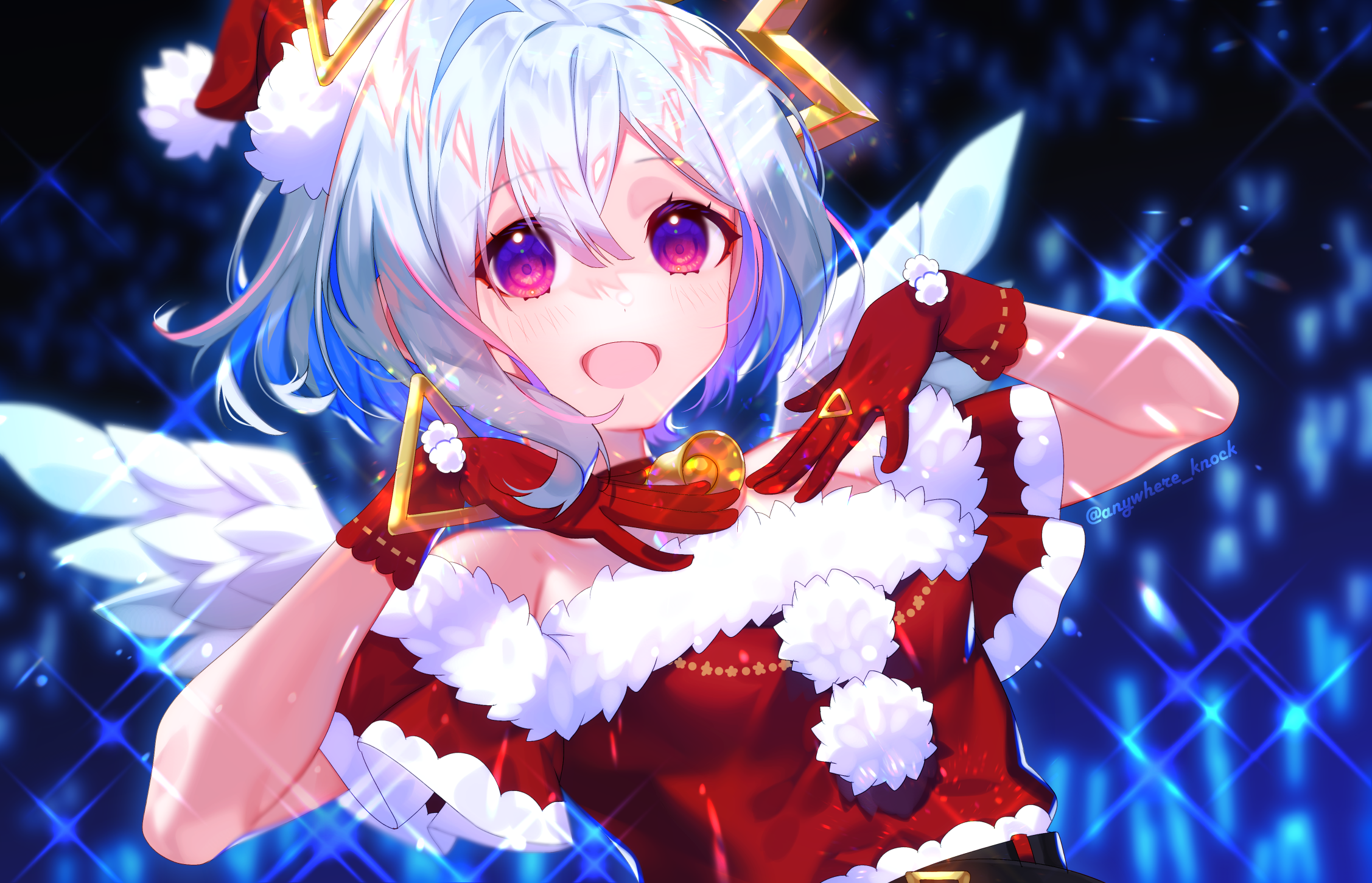 Amane Kanata from Hololive in Christmas Outfit HD Wallpaper