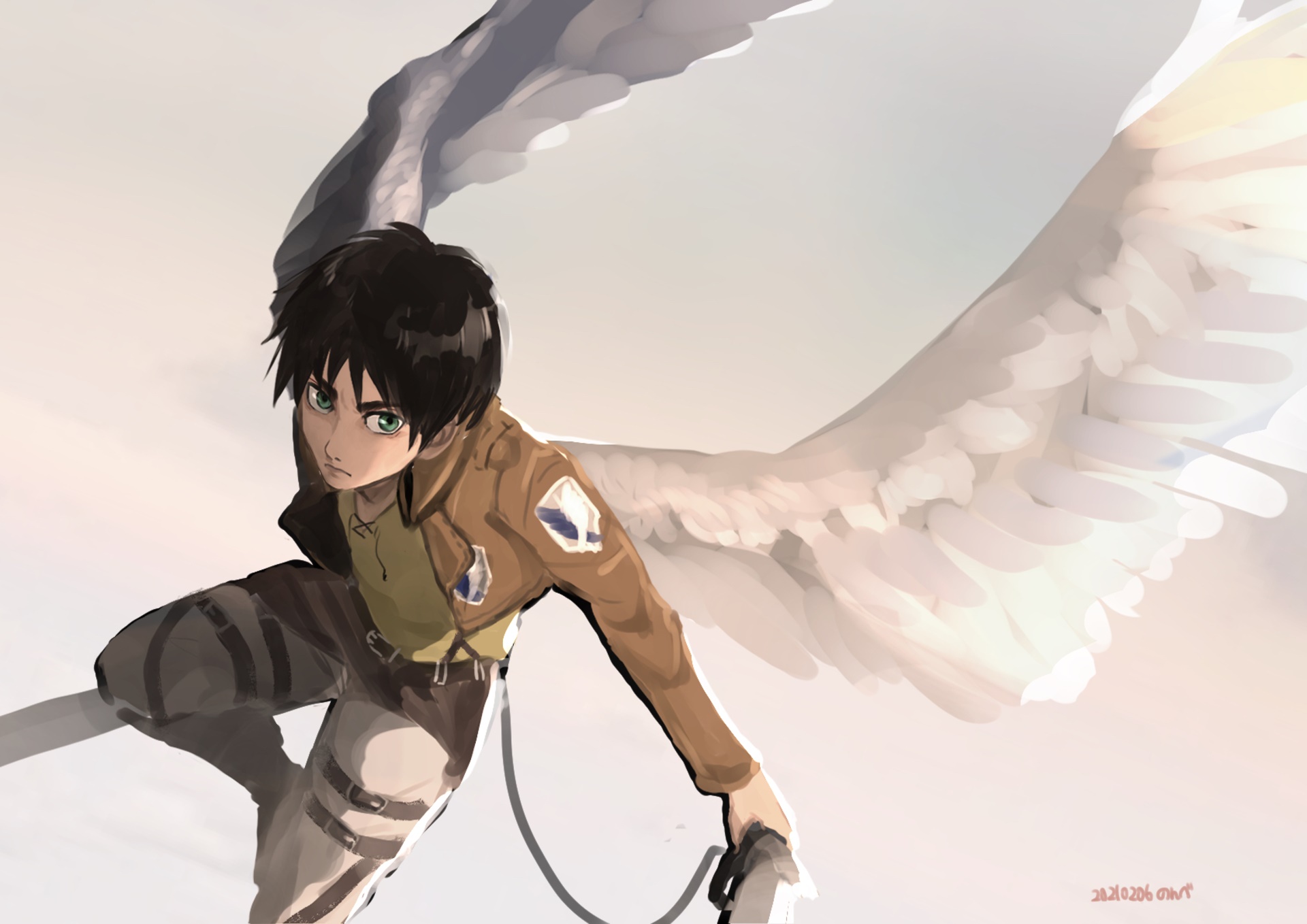 Eren Yeager from Attack on Titan with wings HD Wallpaper