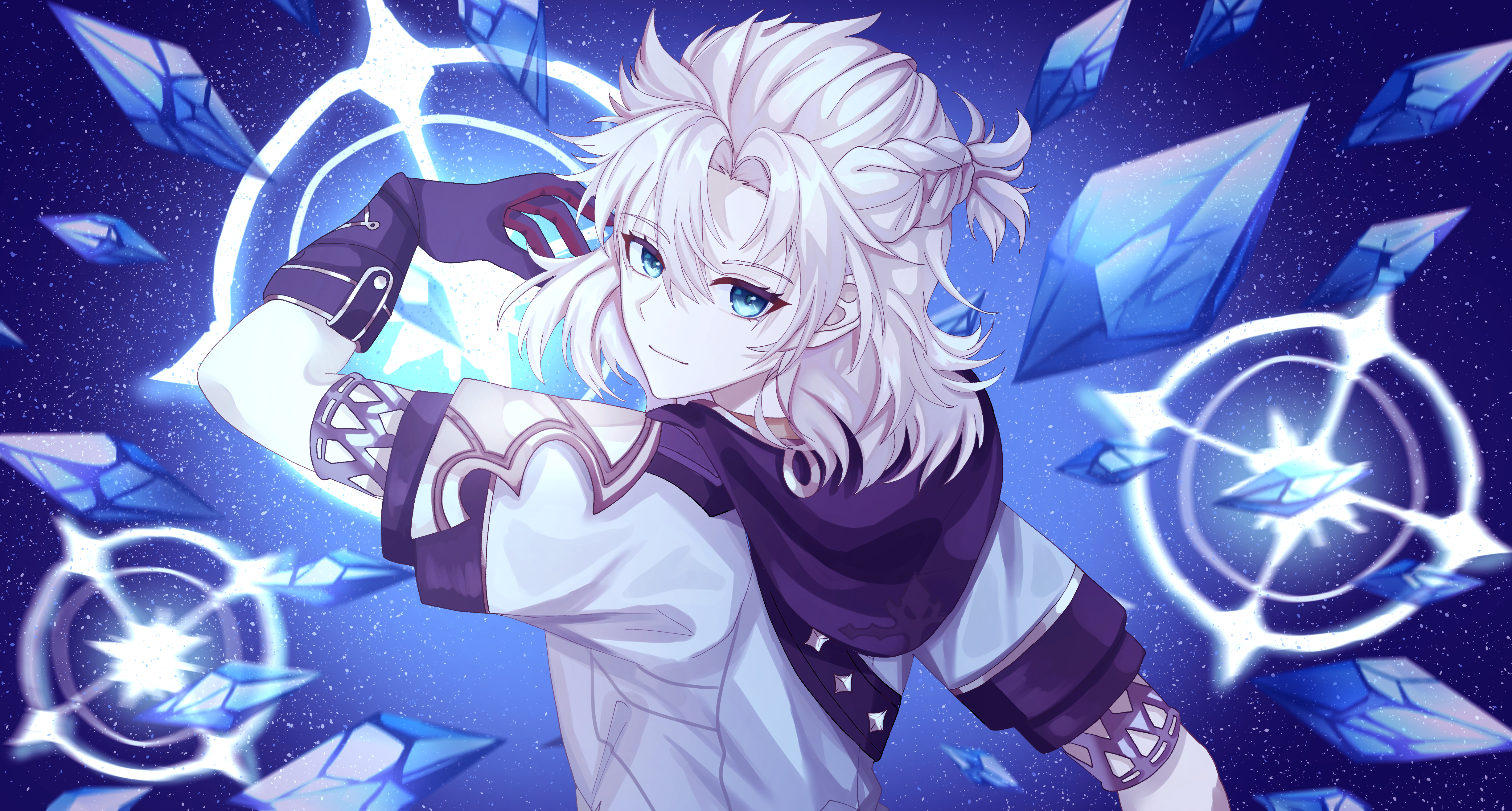 Albedo from Genshin Impact with ice crystals HD Wallpaper