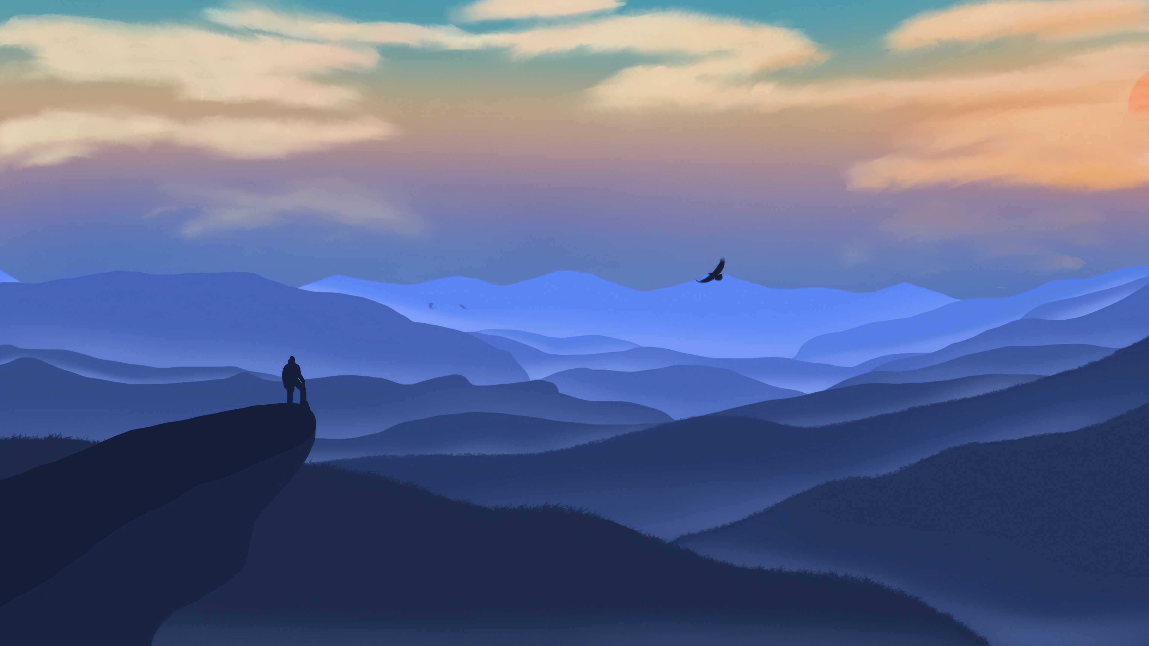 Minimalist Artistic Mountain Landscape 4K HD Wallpaper