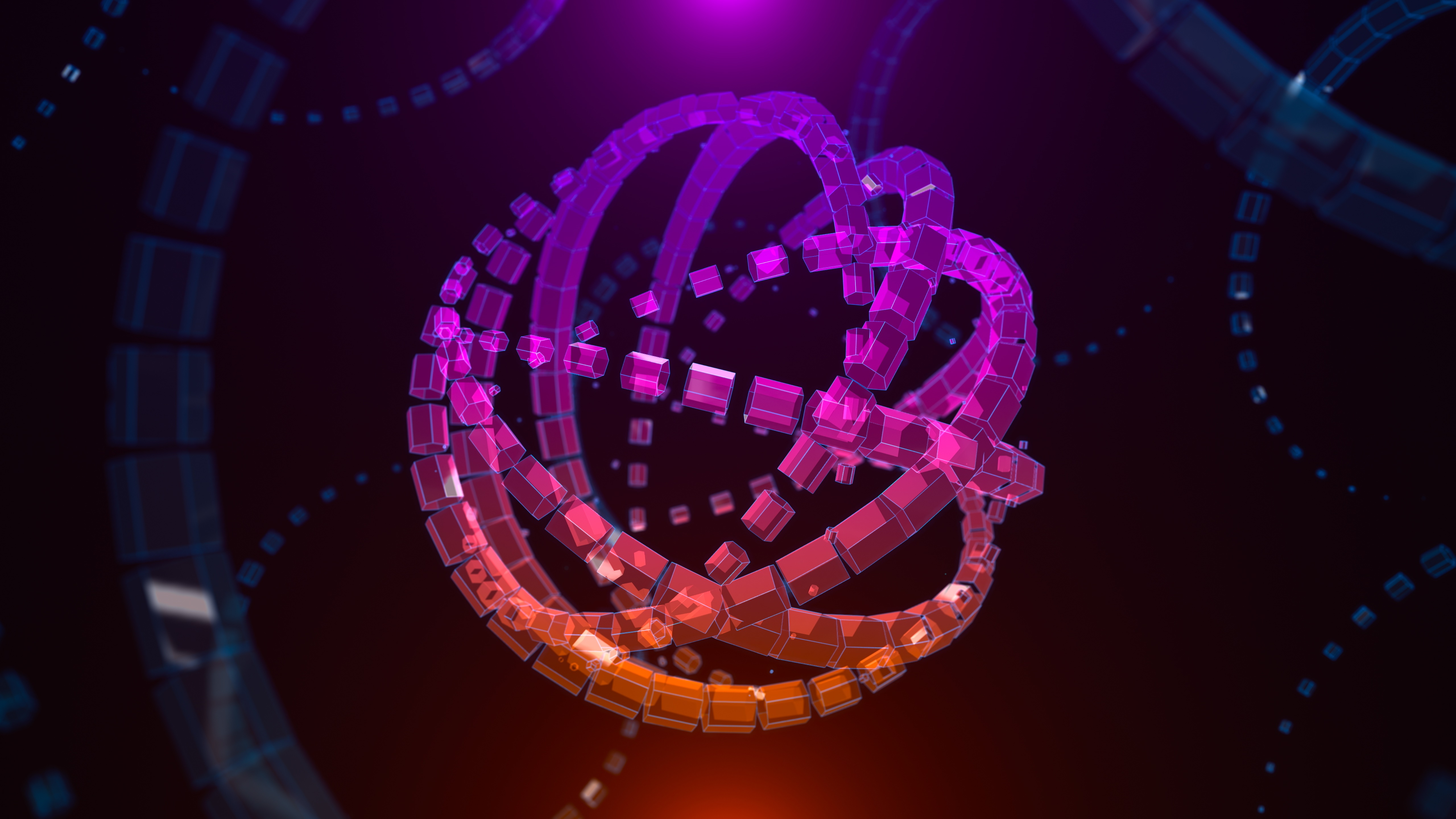 Abstract Geometric Shapes with Purple and Orange Gradient HD Wallpaper