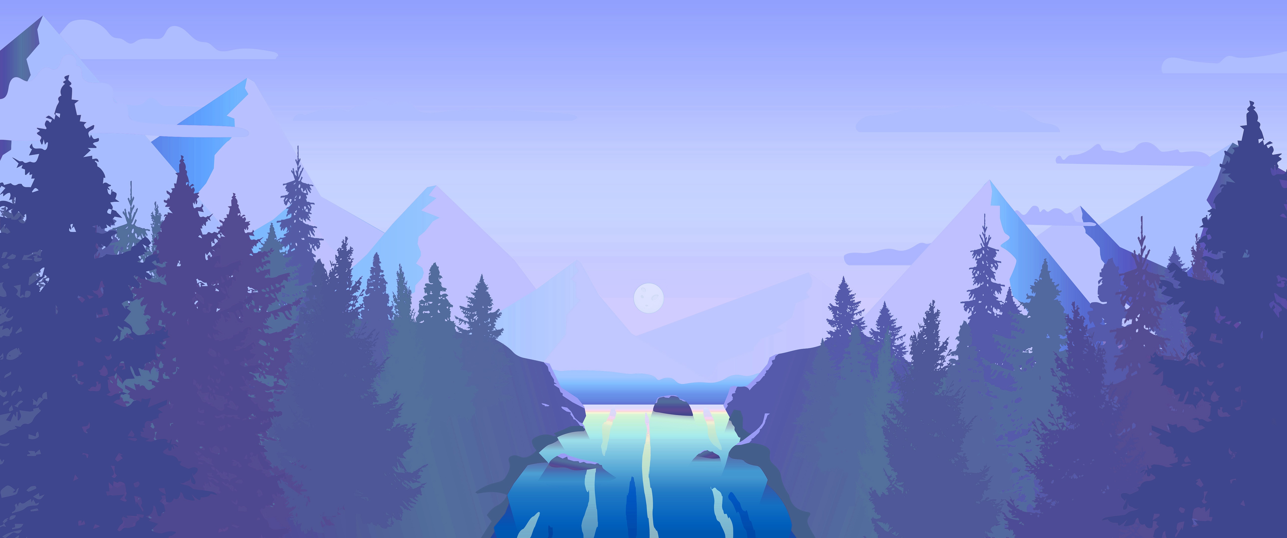 Artistic Landscape 4K Mountain Waterfall HD Wallpaper