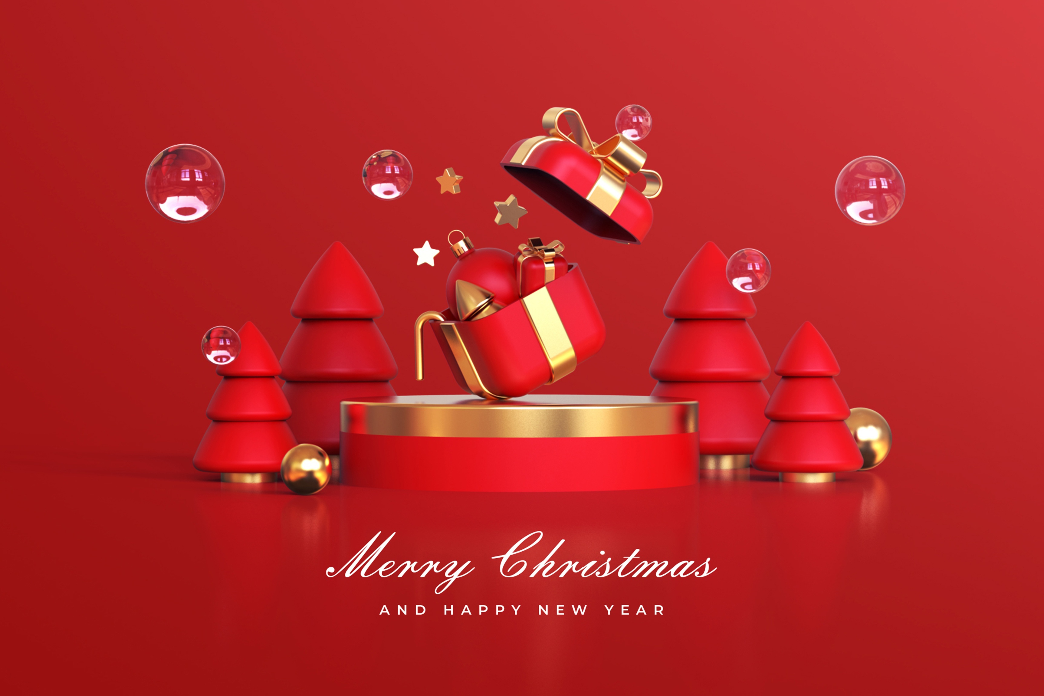 Merry Christmas and Happy New Year HD Wallpaper