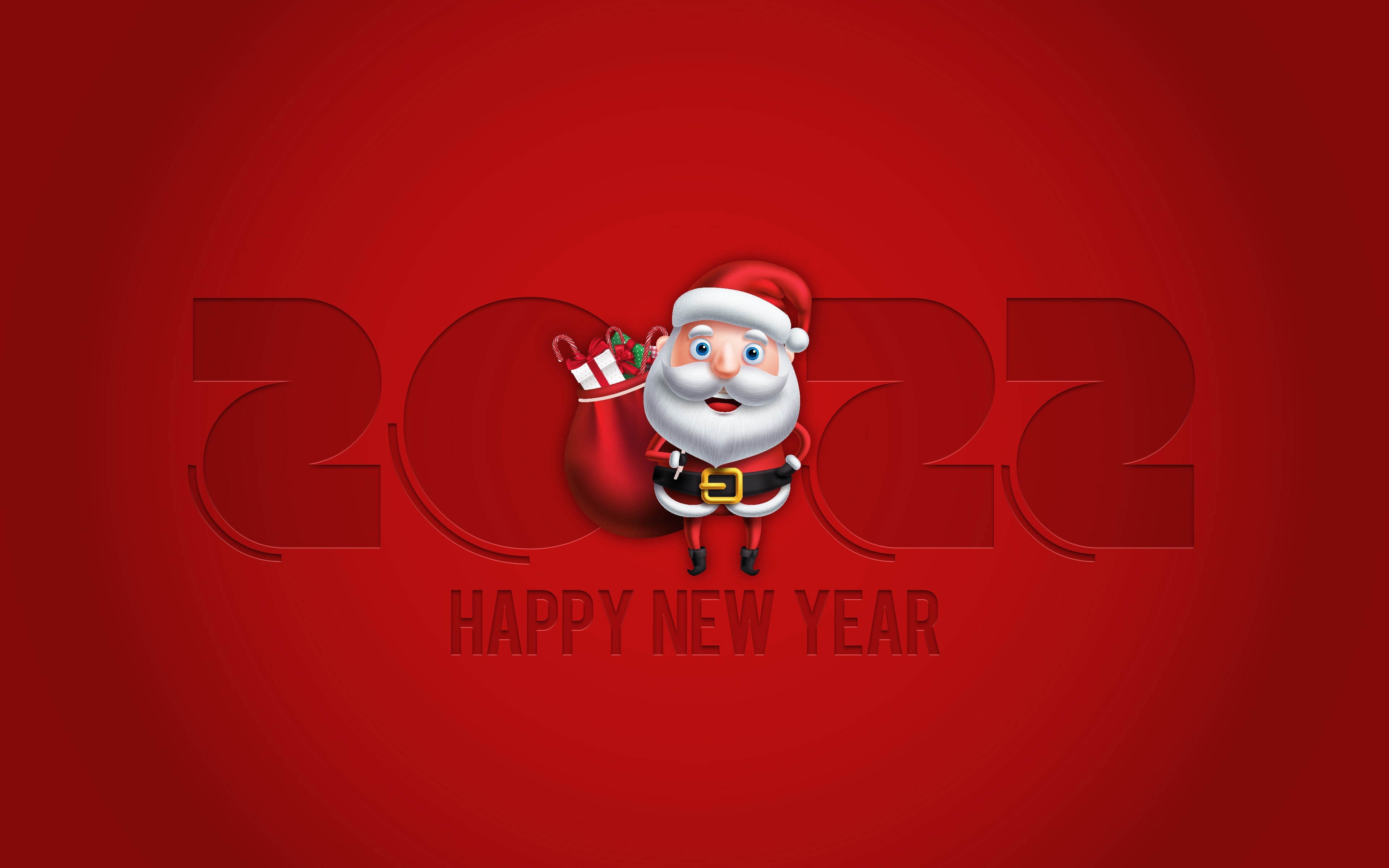 Happy New Year 2022 Santa Claus HD Wallpaper