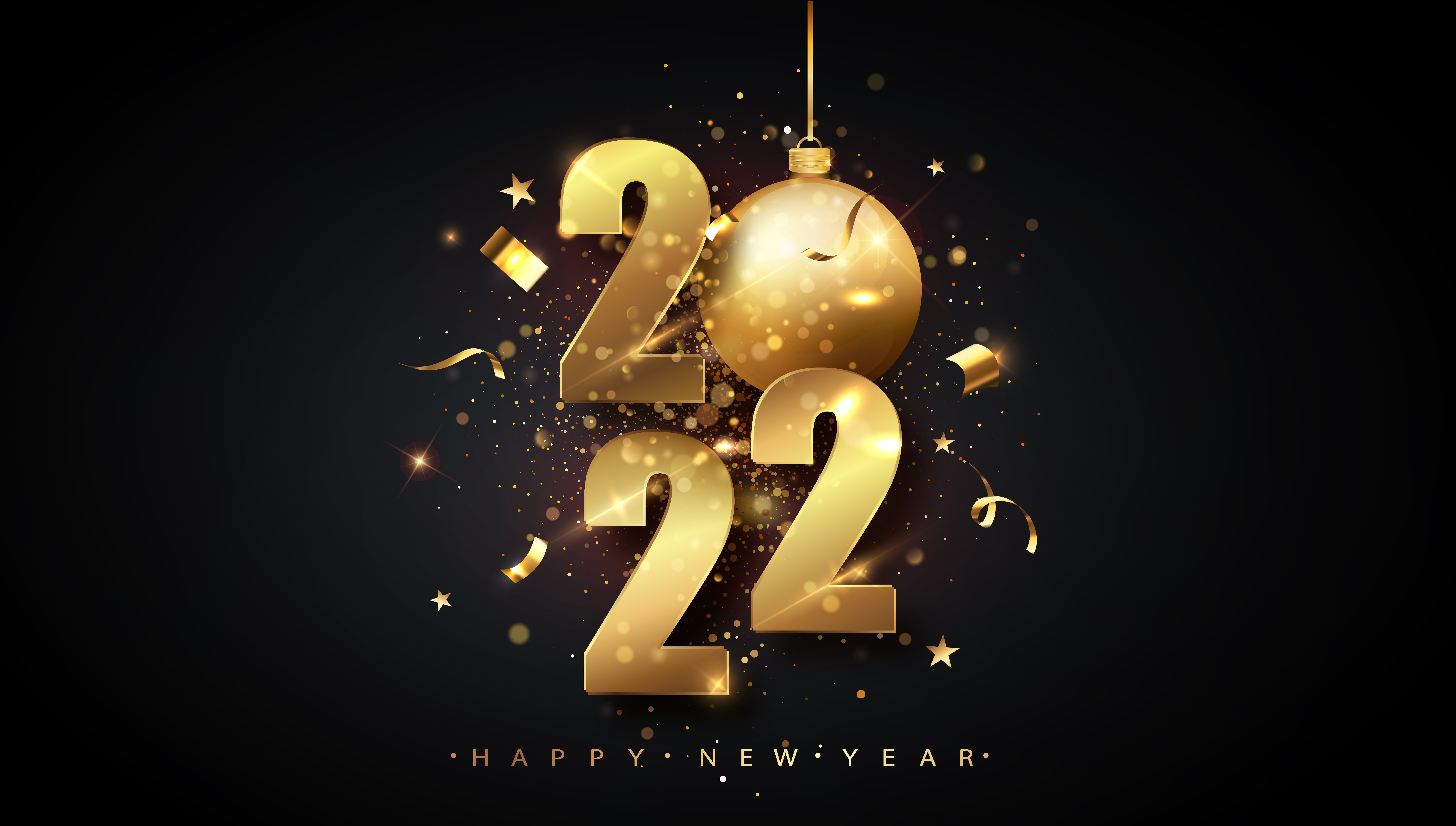 Happy New Year 2022 Golden Celebration HD Wallpaper