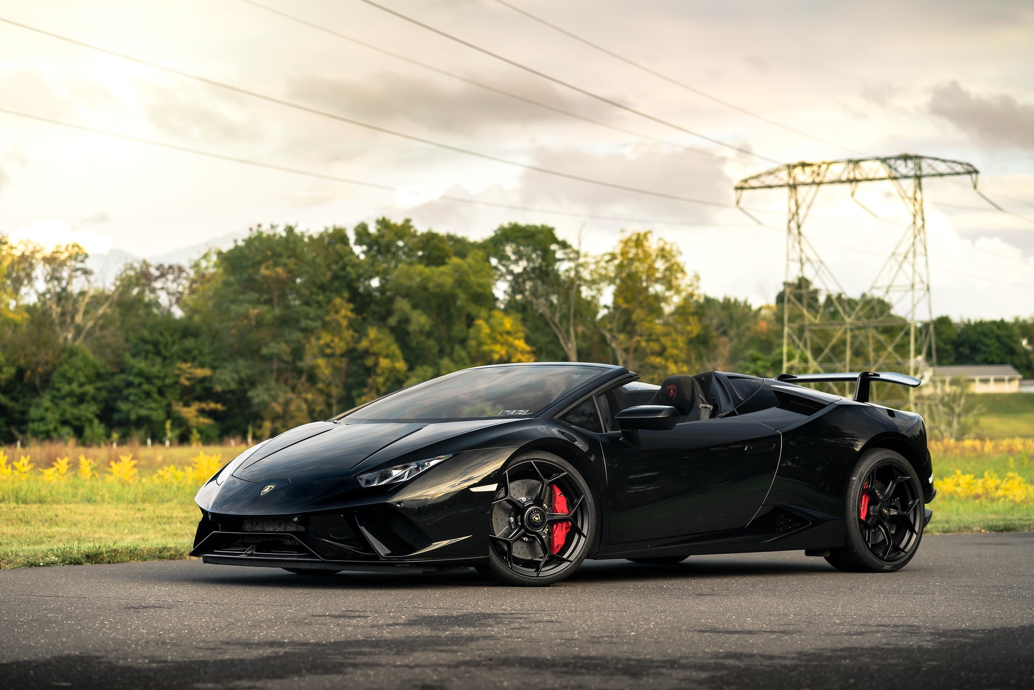 Black Lamborghini Huracán Performanté Convertible HD Wallpaper