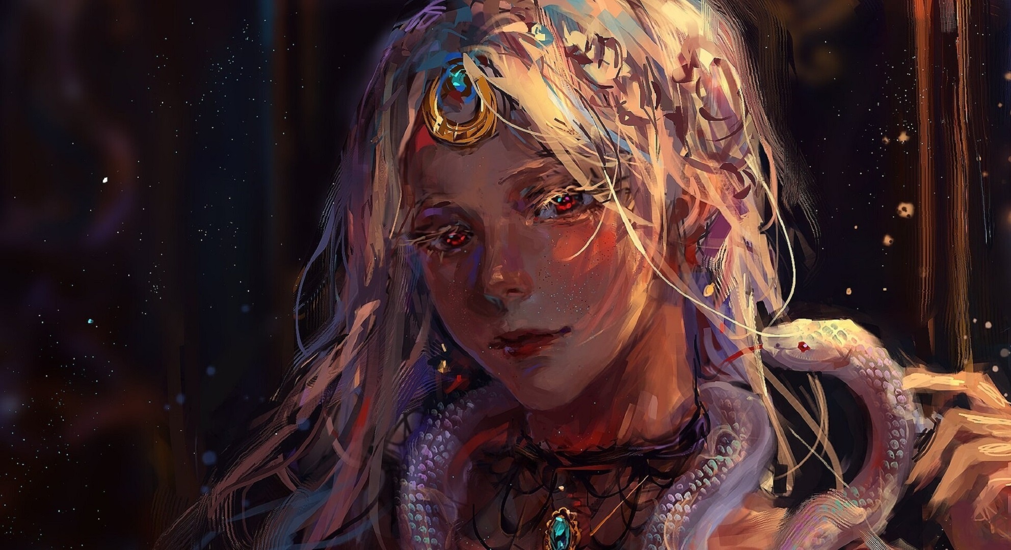 Fantasy woman with a snake HD Wallpaper