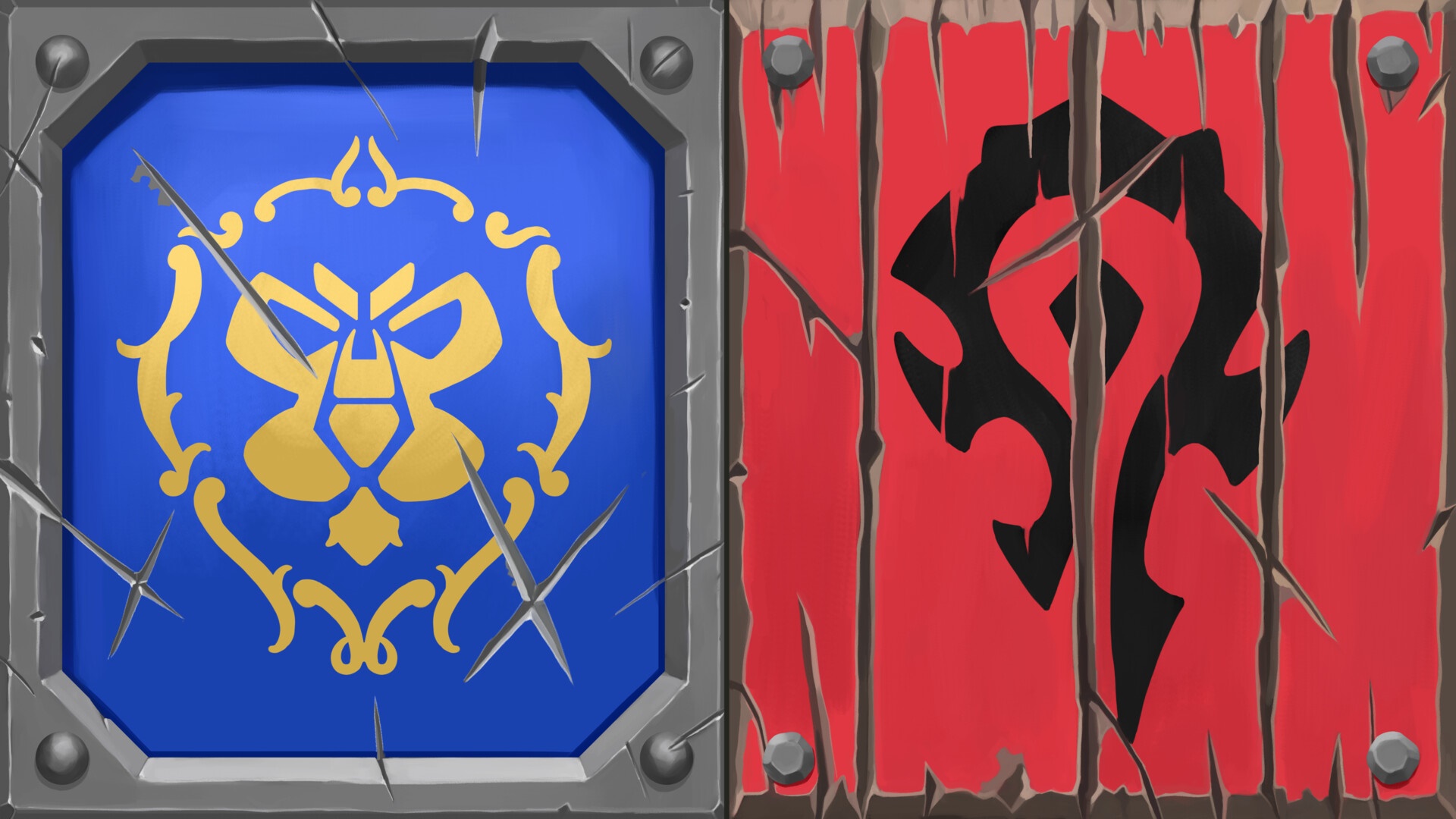 Warcraft Alliance and Horde Symbols HD Wallpaper