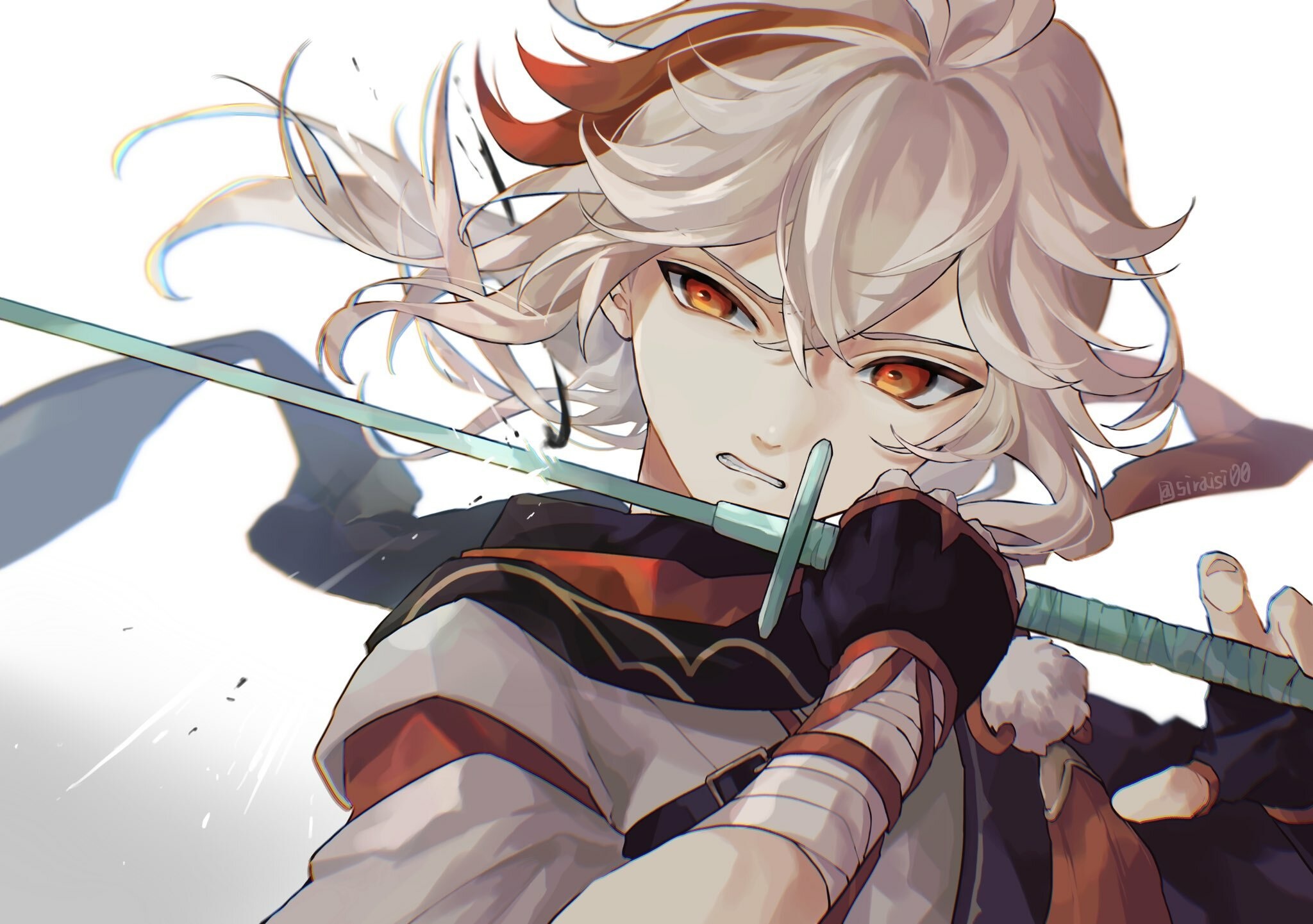 Kaedehara Kazuha from Genshin Impact with a sword HD Wallpaper