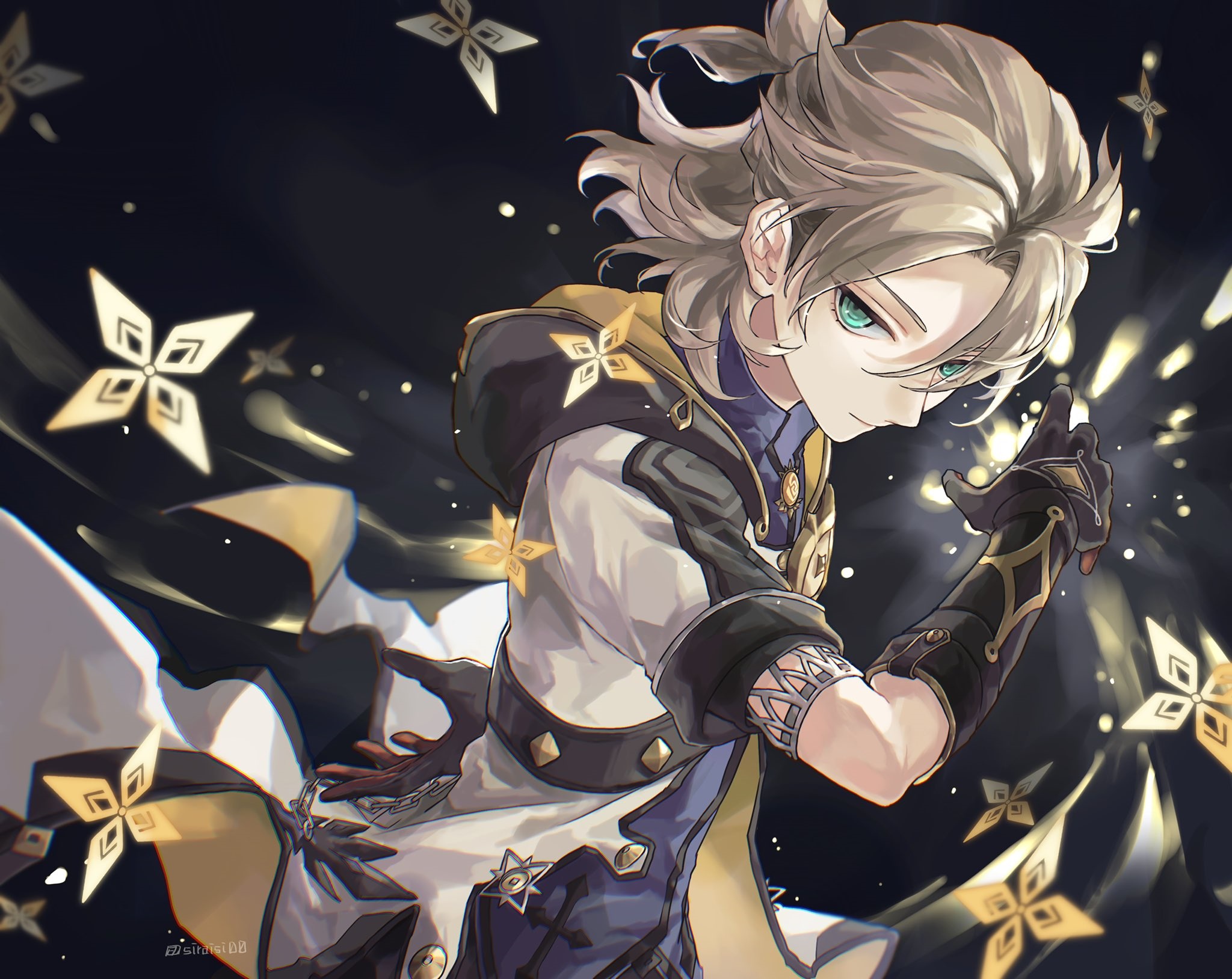 Albedo from Genshin Impact with glowing stars HD Wallpaper