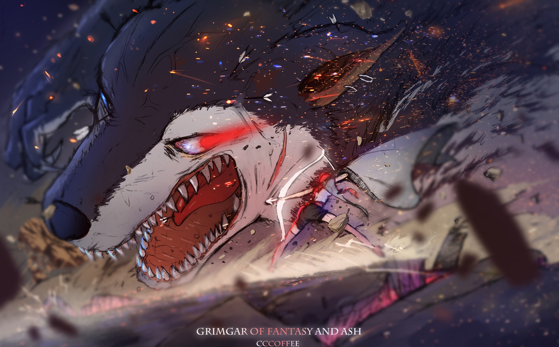 Yume from Grimgar of Fantasy and Ash fighting a wolf HD Wallpaper