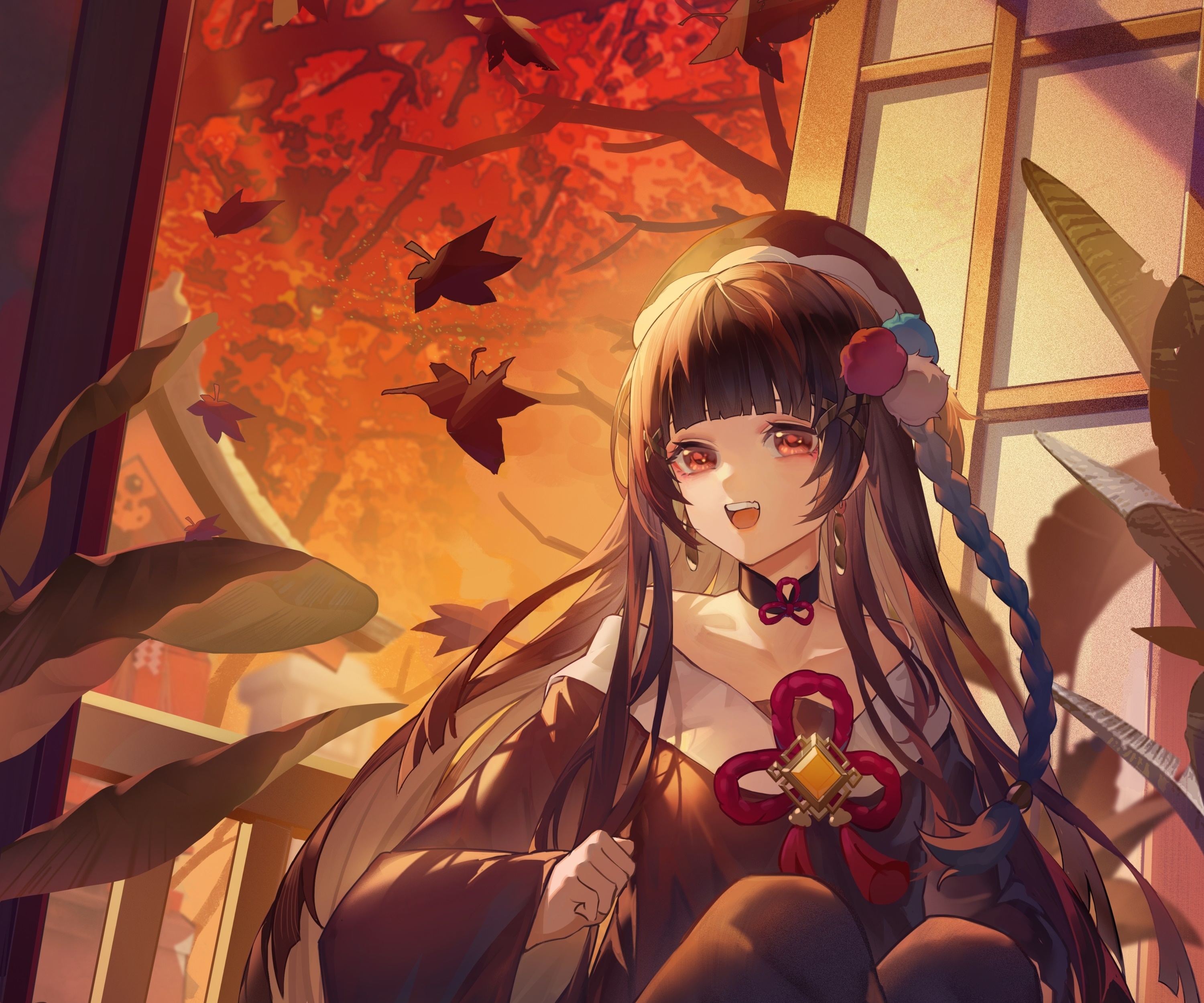 Yun Jin from Genshin Impact in autumn HD Wallpaper