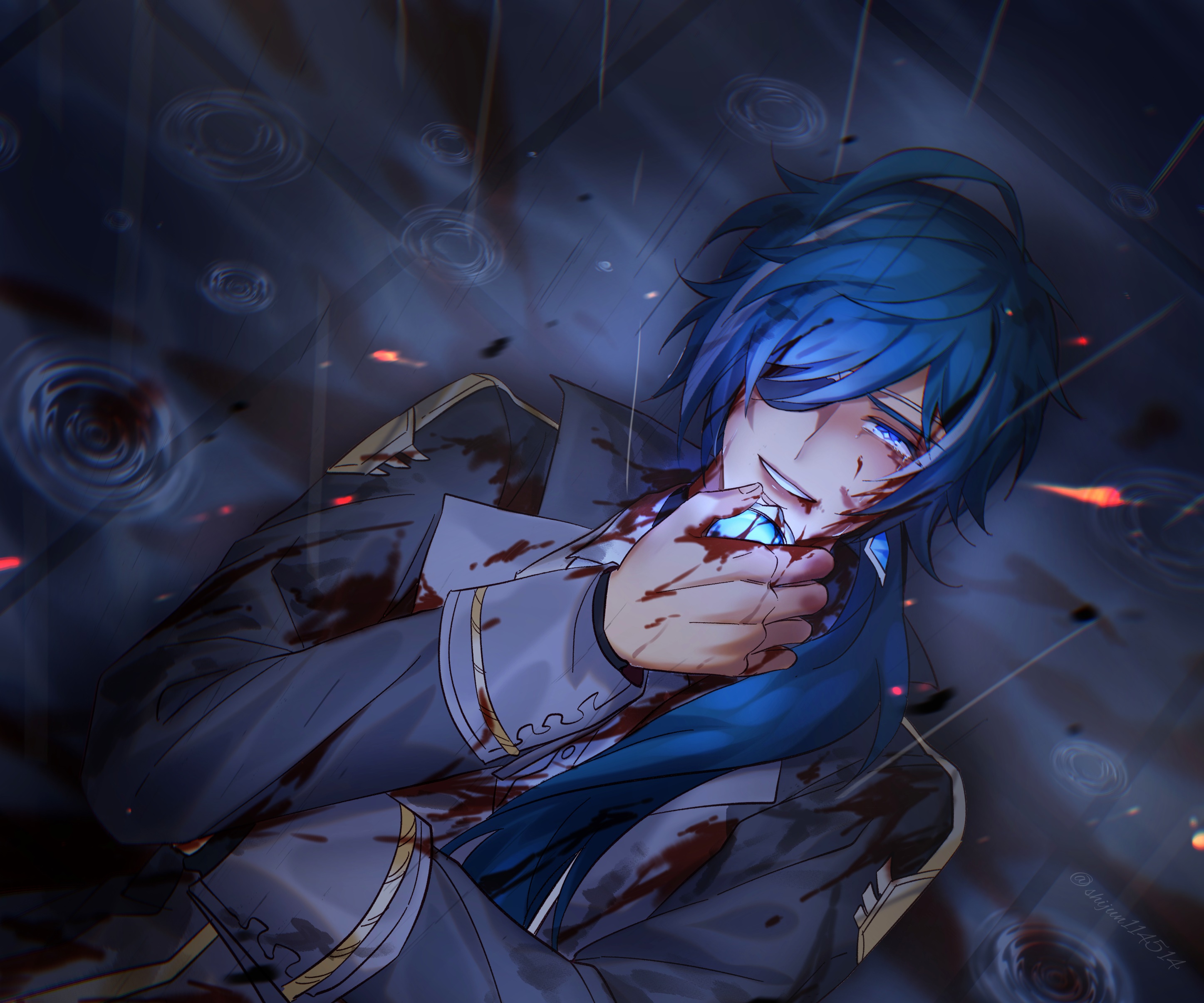 Kaeya from Genshin Impact covered in blood HD Wallpaper