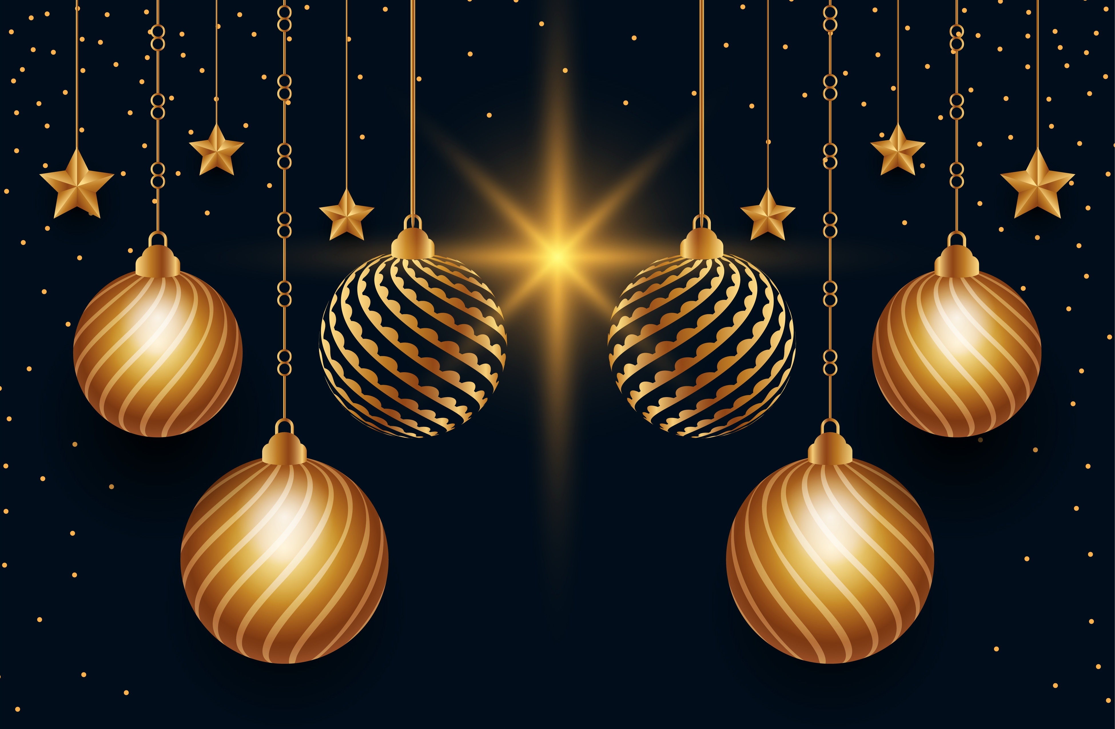 Christmas Ornaments and Stars 4K HD Wallpaper