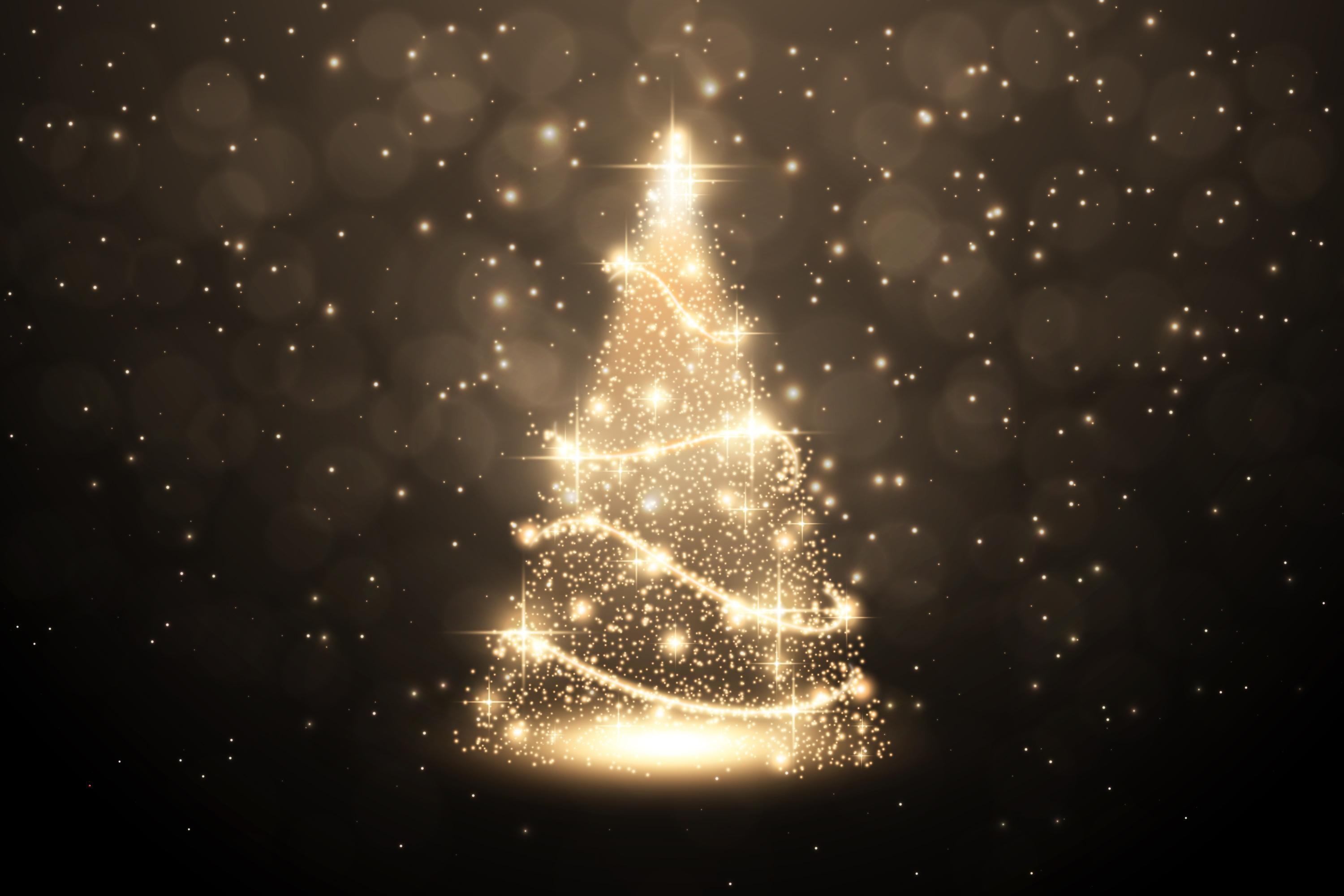Sparkling Christmas Tree with Lights HD Wallpaper