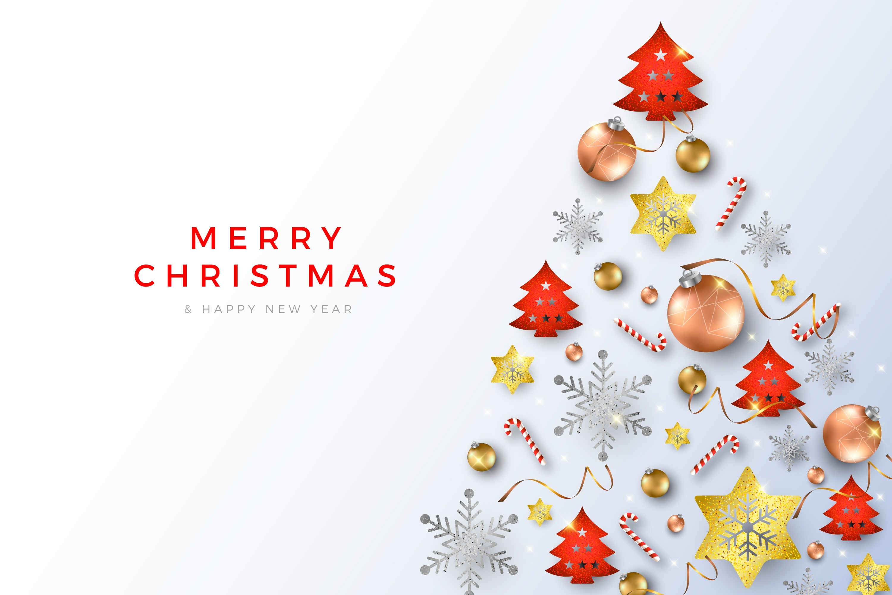 Merry Christmas and Happy New Year greeting card HD Wallpaper