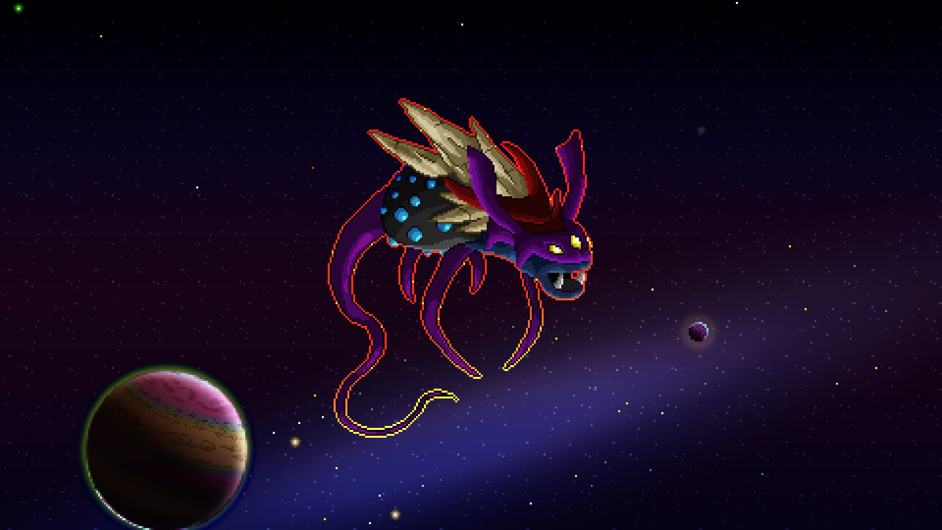 Alien creature in space with planets HD Wallpaper