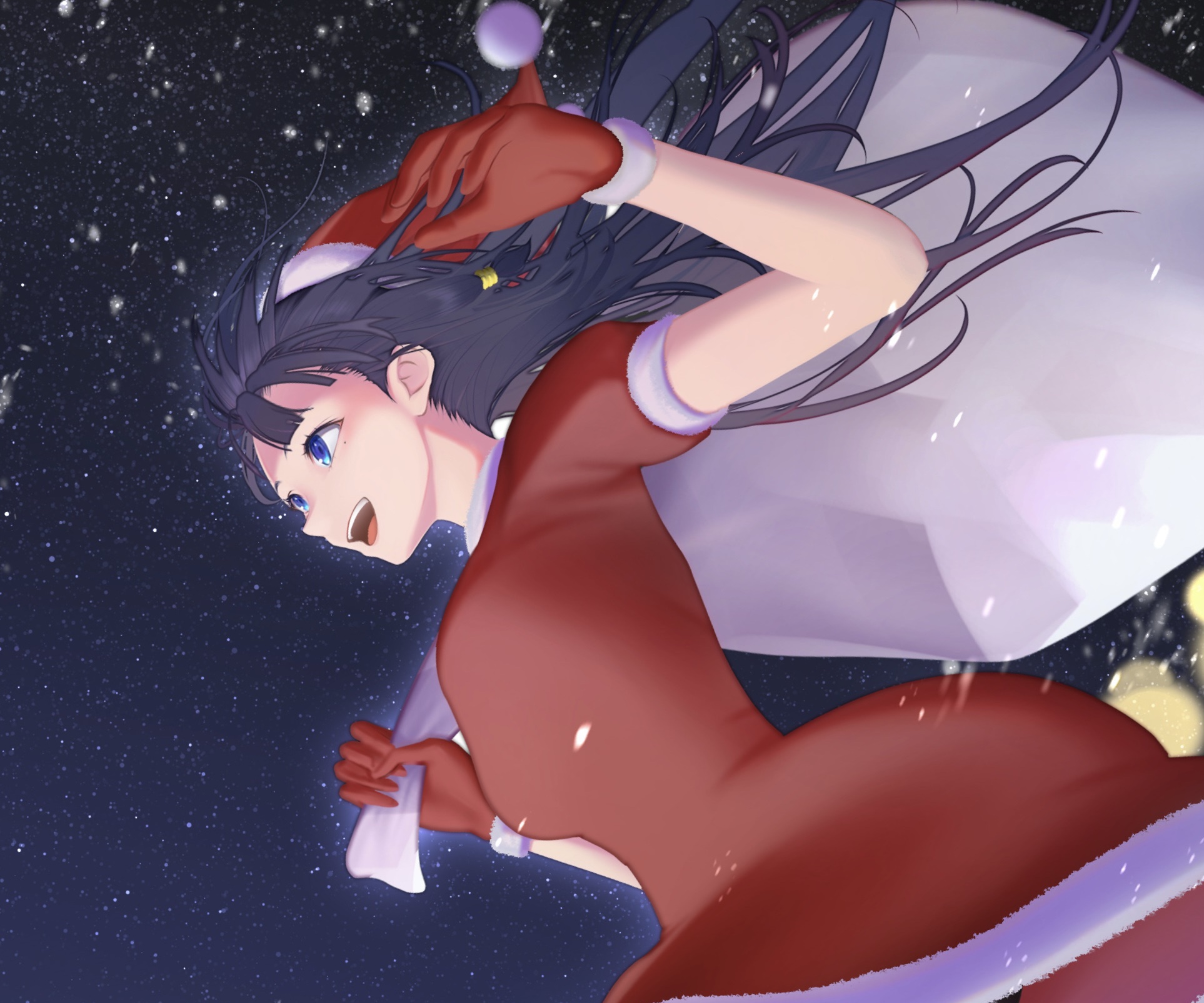 Aoi Fuji in Santa Outfit with Gift Bag HD Wallpaper
