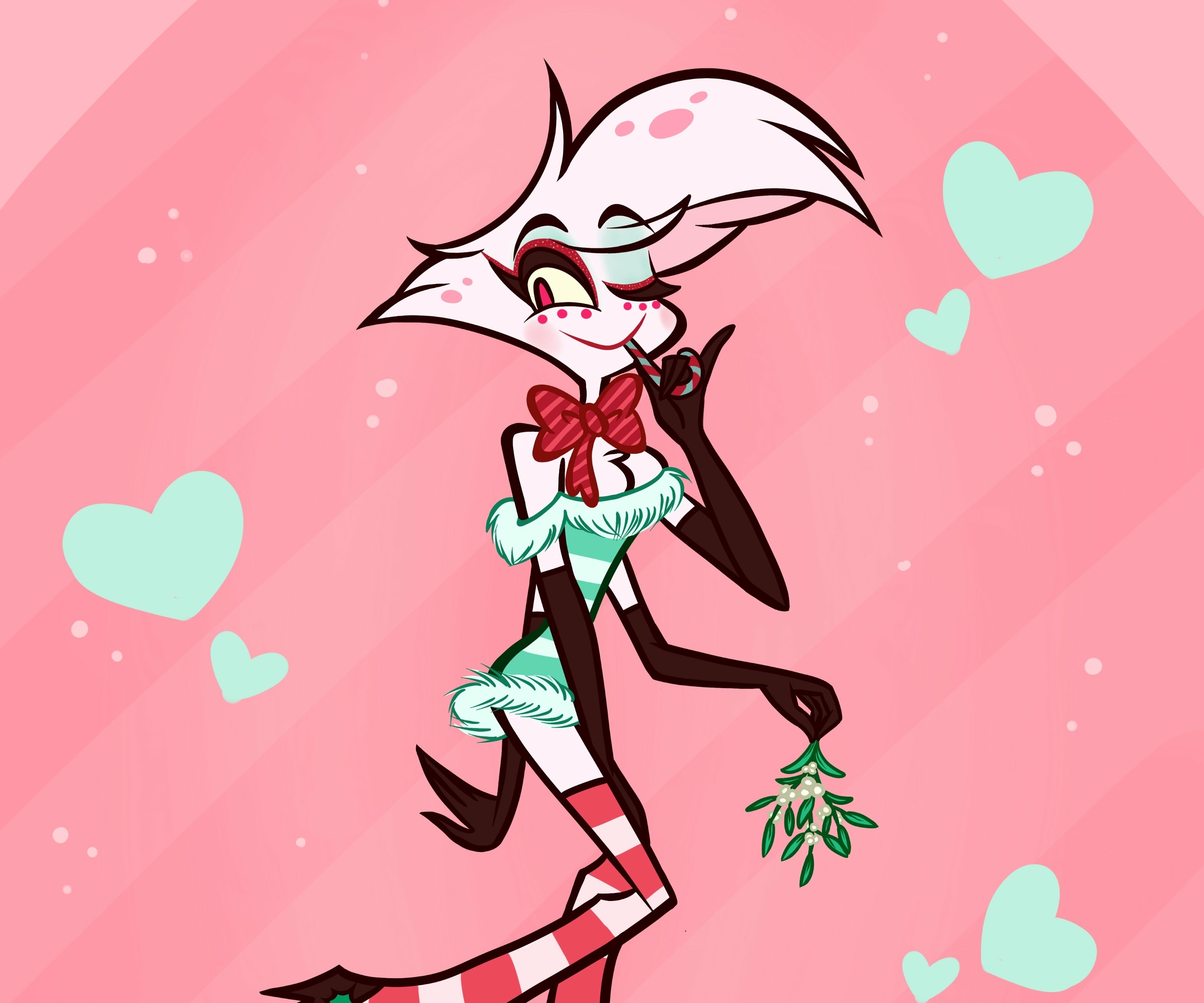 Angel Dust from Hazbin Hotel with mistletoe HD Wallpaper