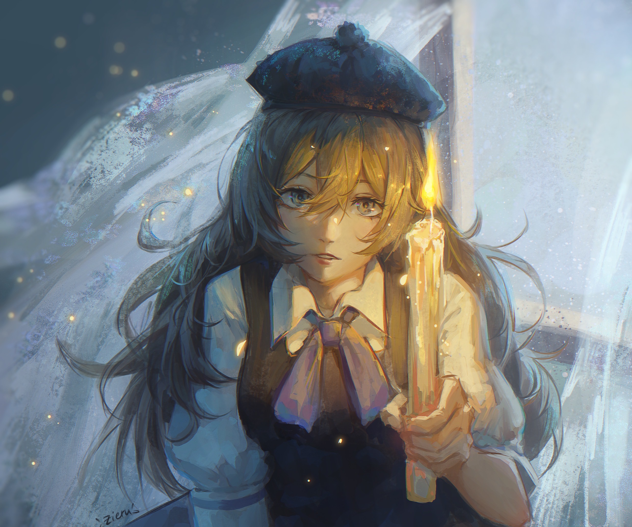 Girl holding a candle HD Wallpaper