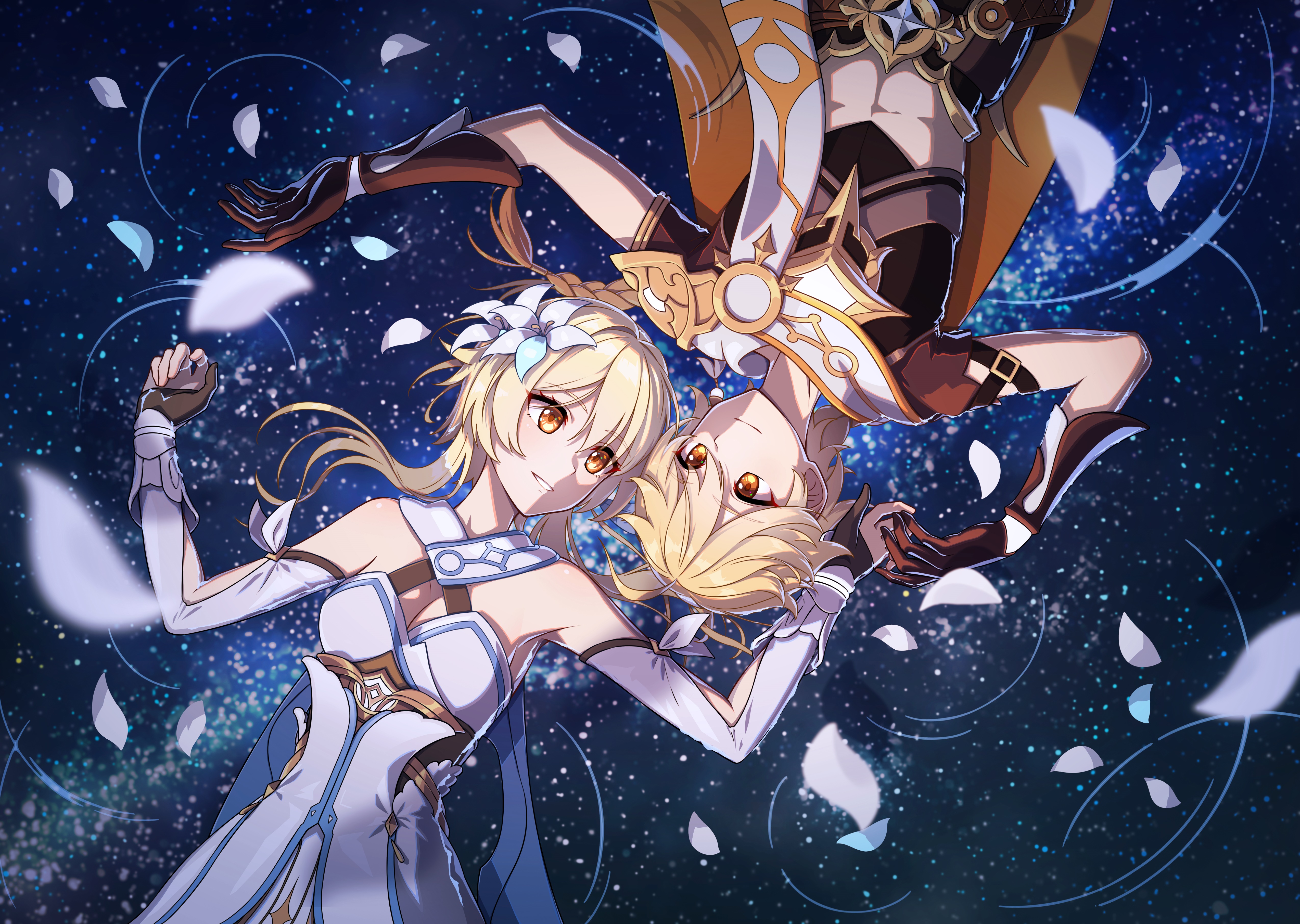 Aether and Lumine from Genshin Impact 4K HD Wallpaper