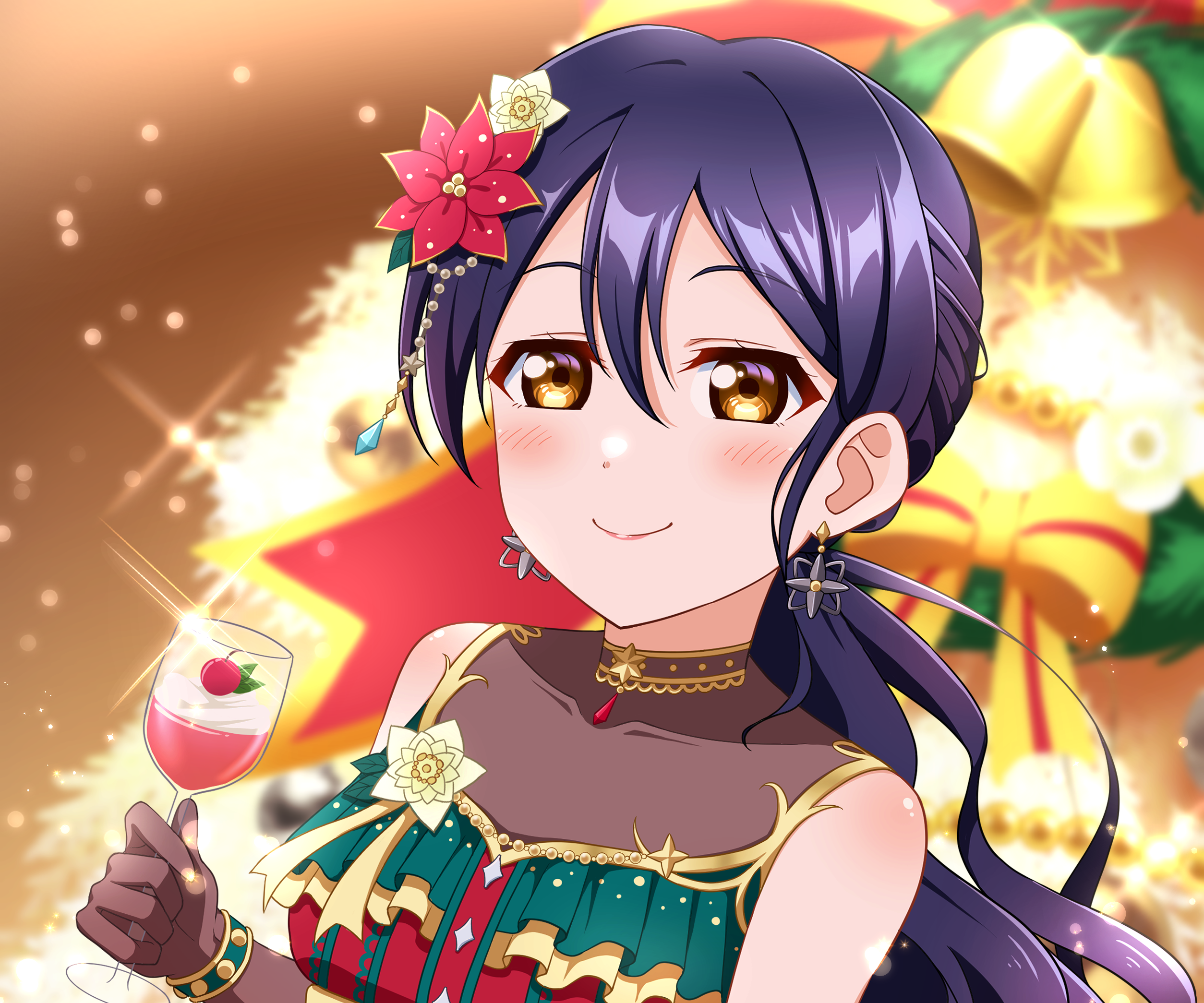 Umi Sonoda from Love Live! holding a drink HD Wallpaper