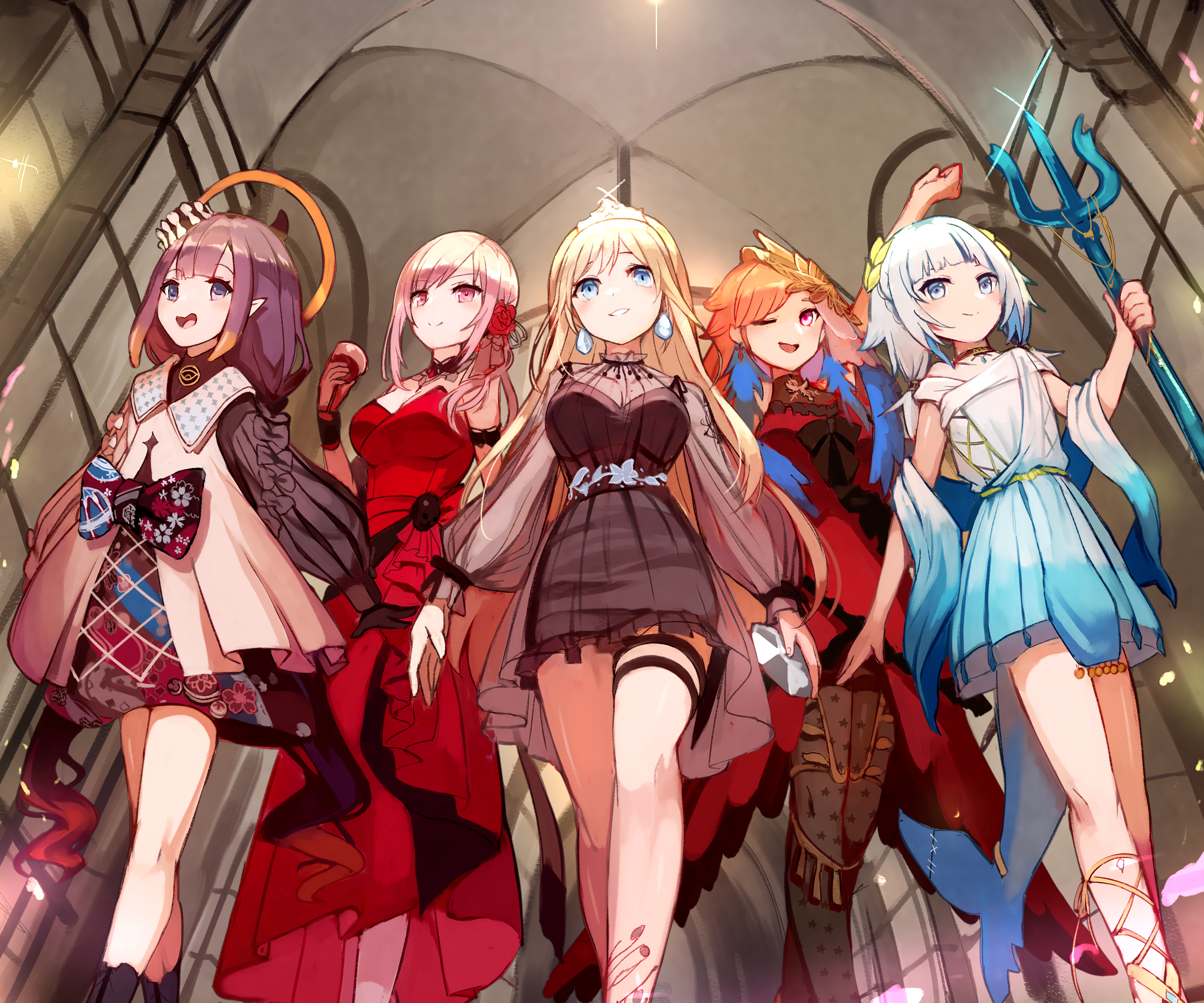 Hololive EN members in formal attire HD Wallpaper