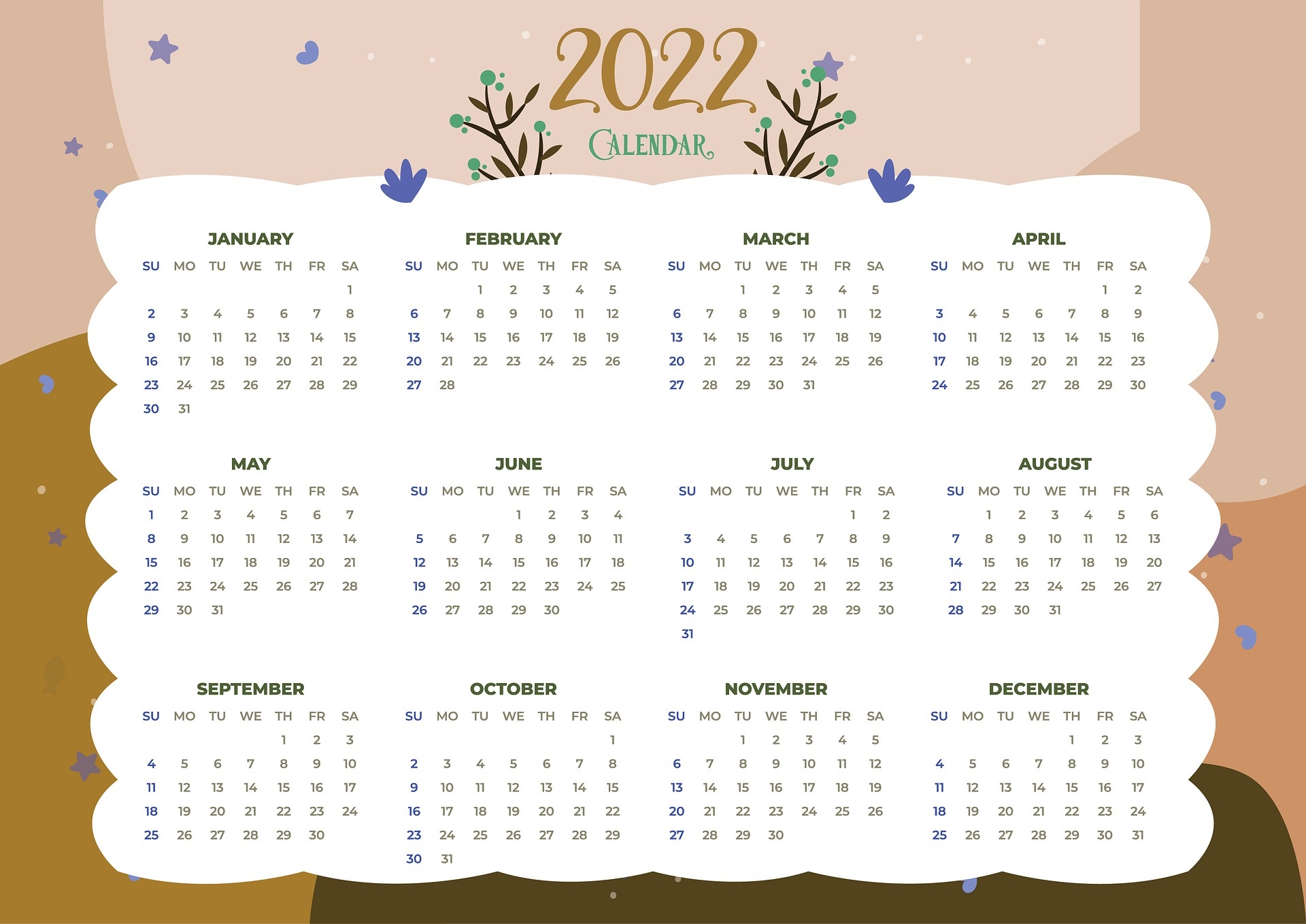 2022 Calendar HD Wallpaper