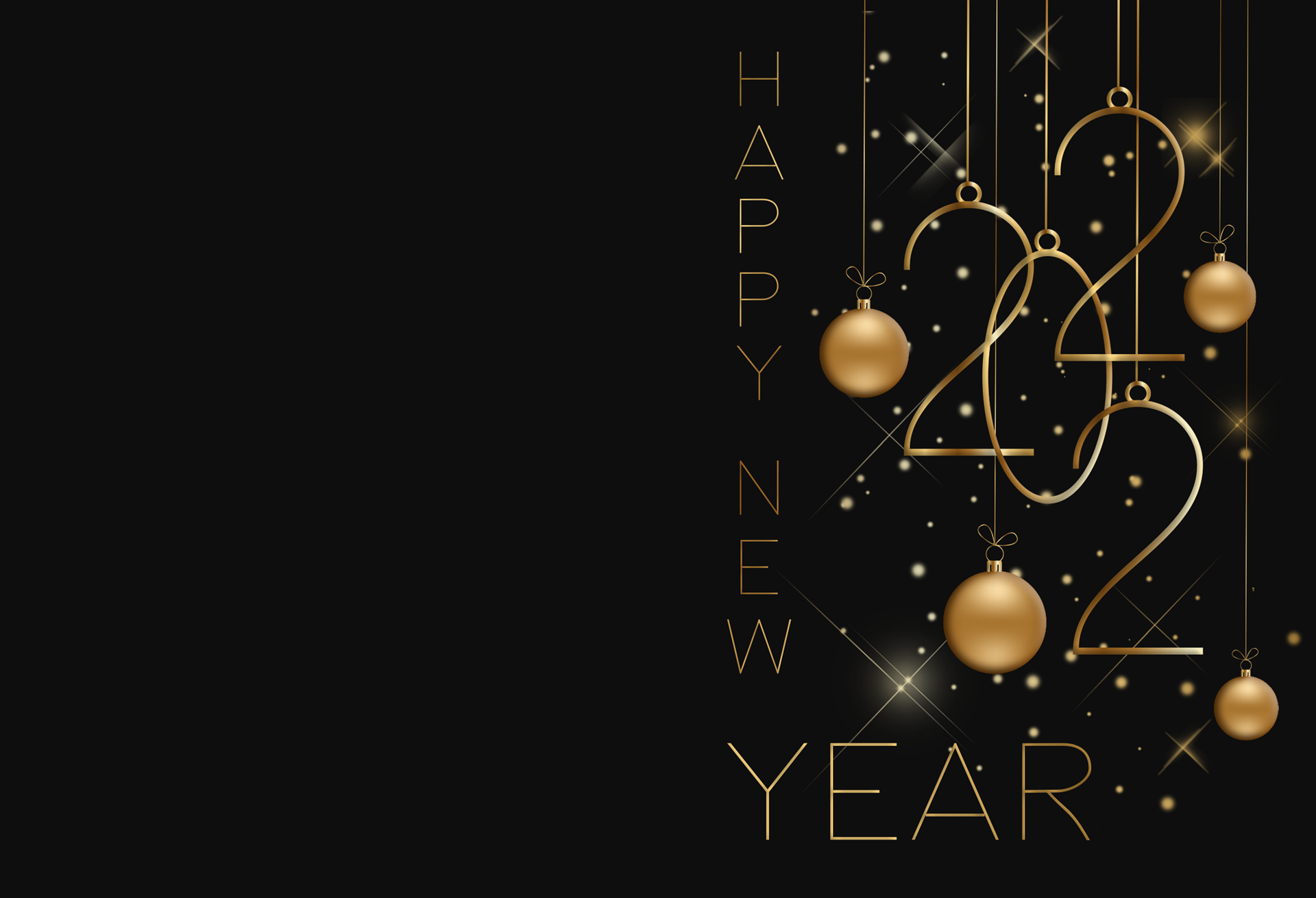 Happy New Year 2022 Gold Ornaments HD Wallpaper
