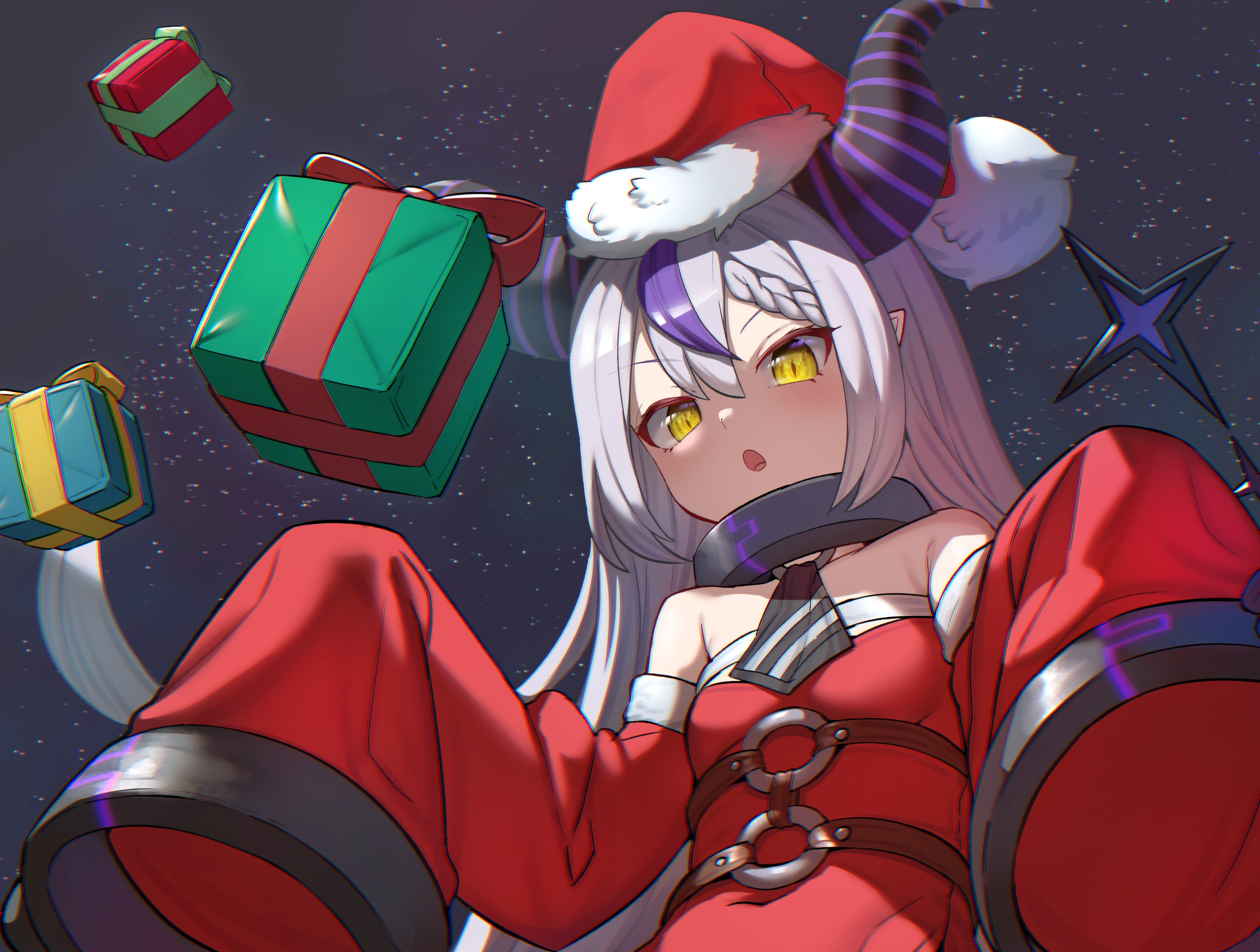 La+ Darknesss from Hololive wearing a Santa outfit HD Wallpaper