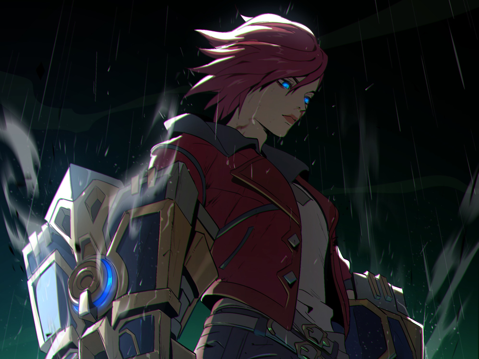 Vi from League of Legends in the rain HD Wallpaper