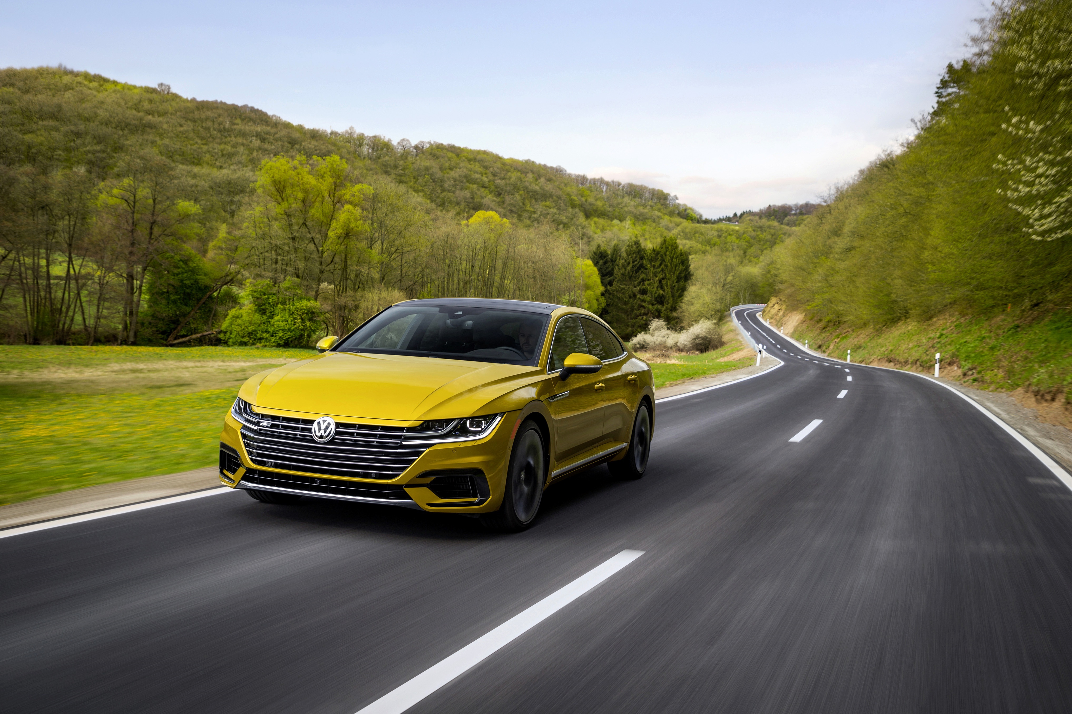 Yellow Volkswagen Arteon R-Line 4K HD Wallpaper