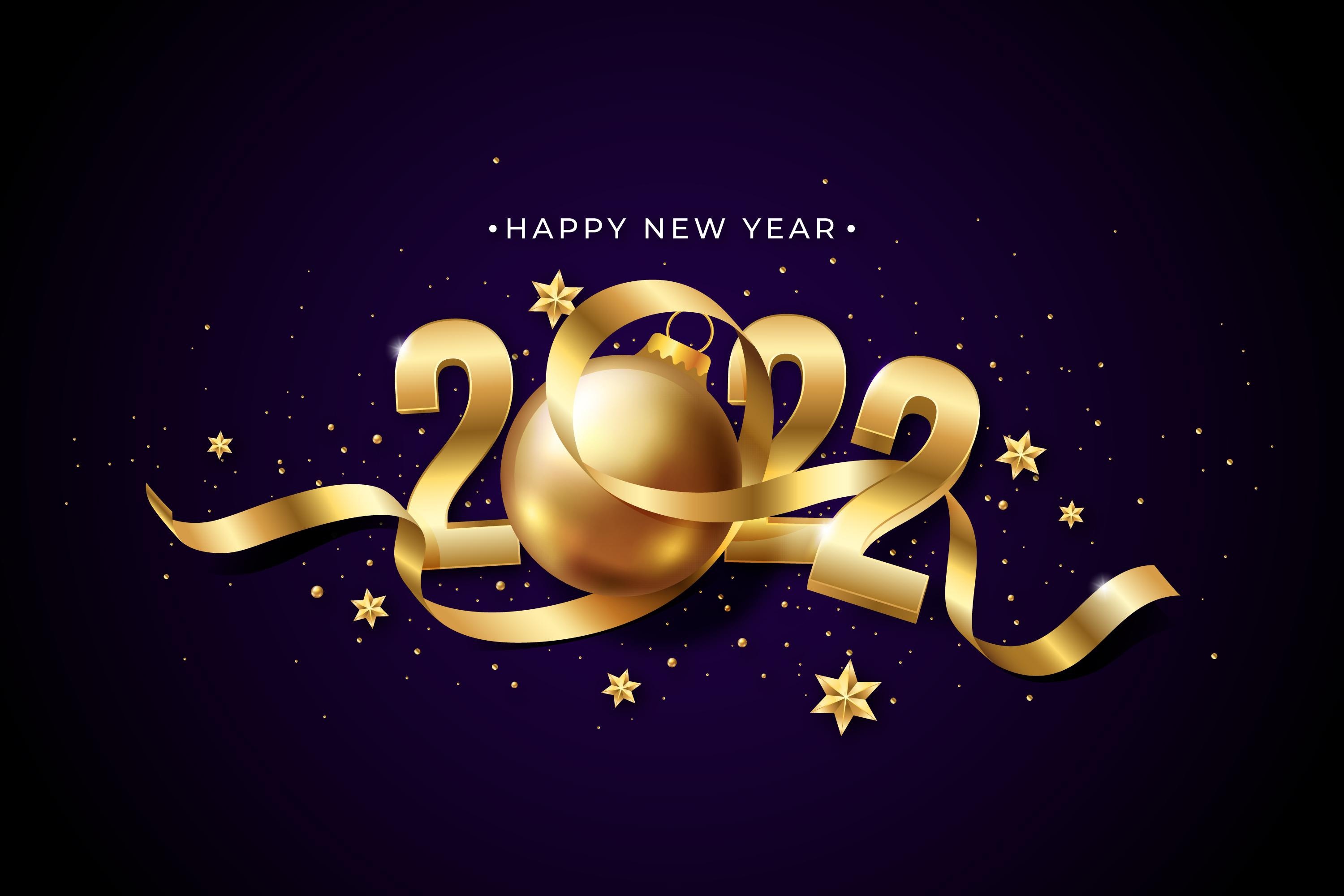Happy New Year 2022 Golden Celebration HD Wallpaper
