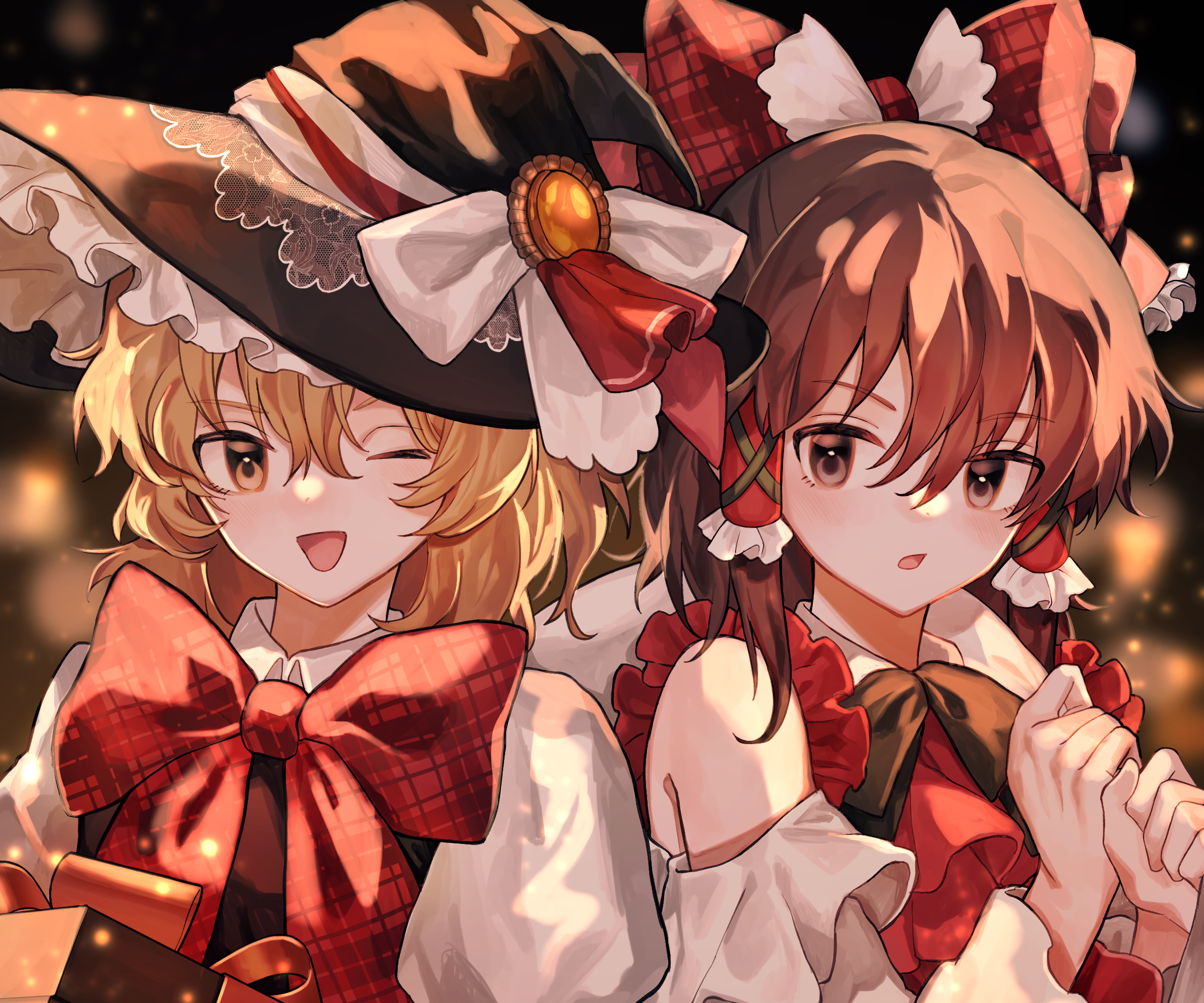Marisa Kirisame and Reimu Hakurei from Touhou HD Wallpaper