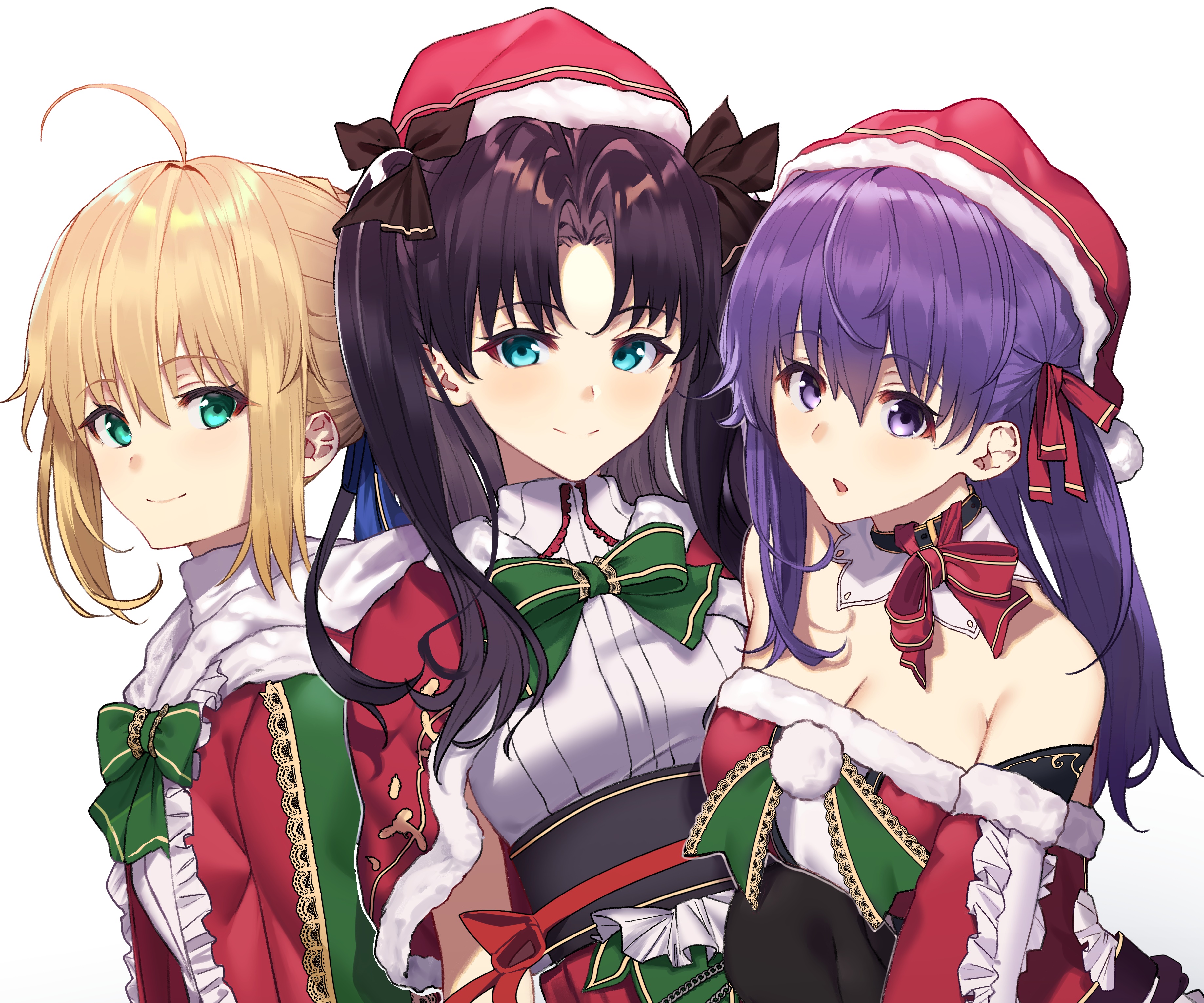 Saber, Rin Tohsaka, and Sakura Matou from Fate/Stay Night HD Wallpaper
