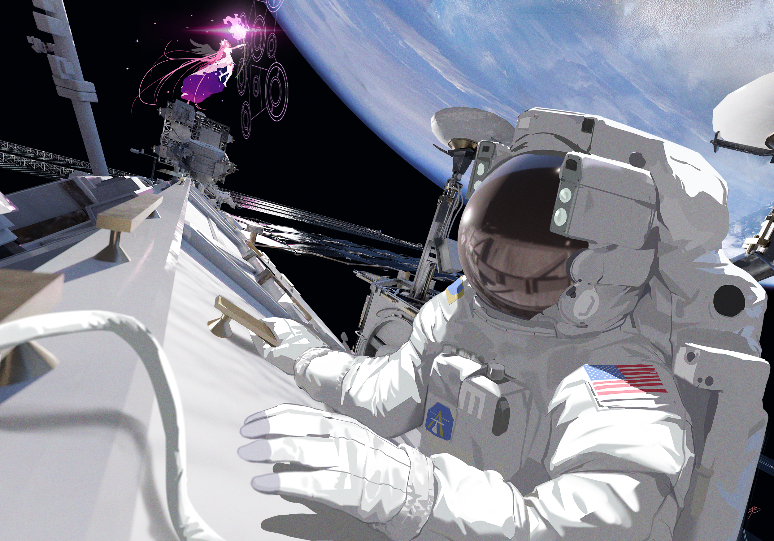 Madoka Kaname as Ultimate Madoka in Space HD Wallpaper